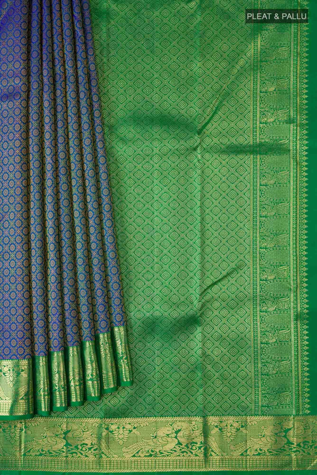 Pure Silk Pure Zari Blue Kanchipuram Saree