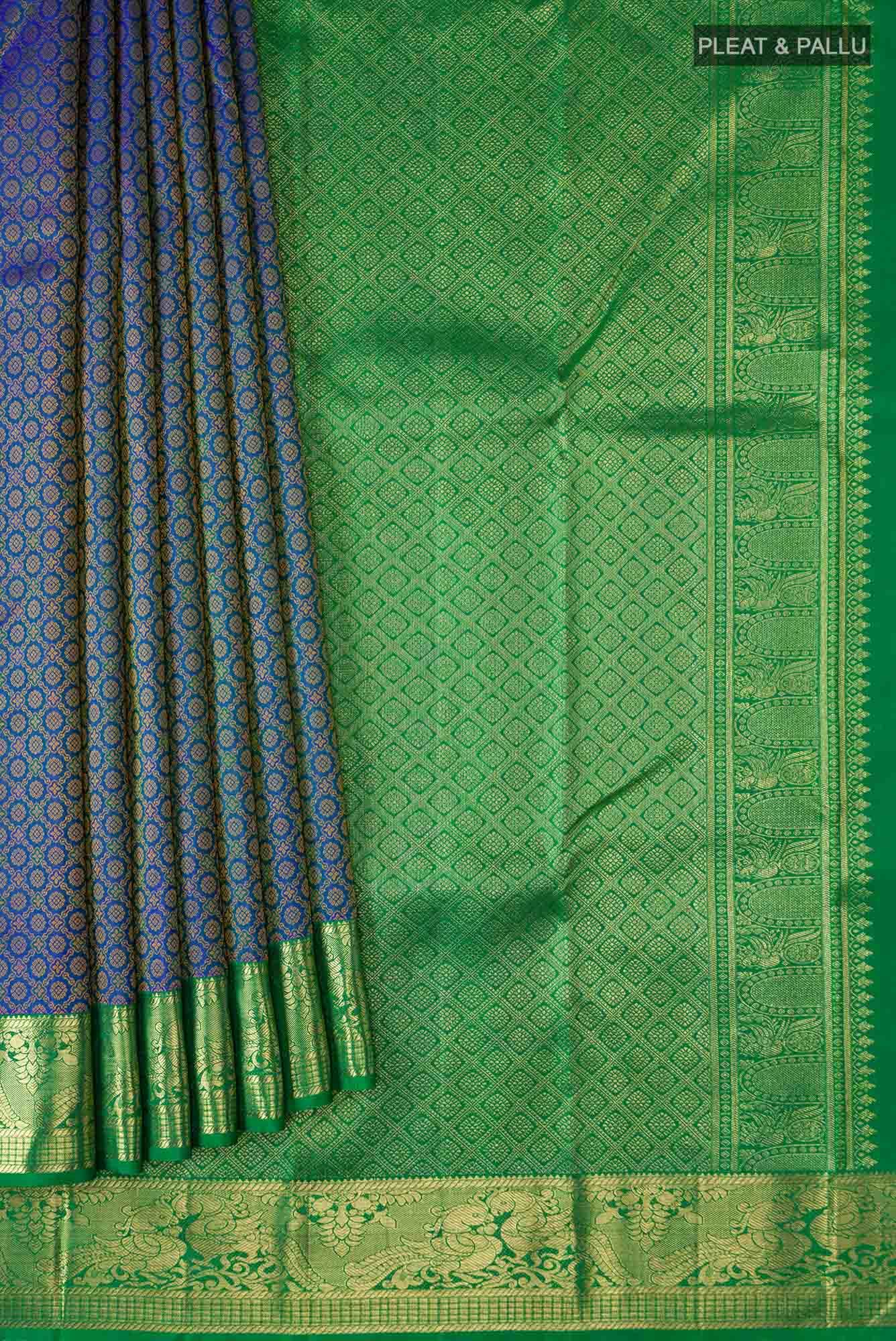 Pure Silk Pure Zari Blue Kanchipuram Saree