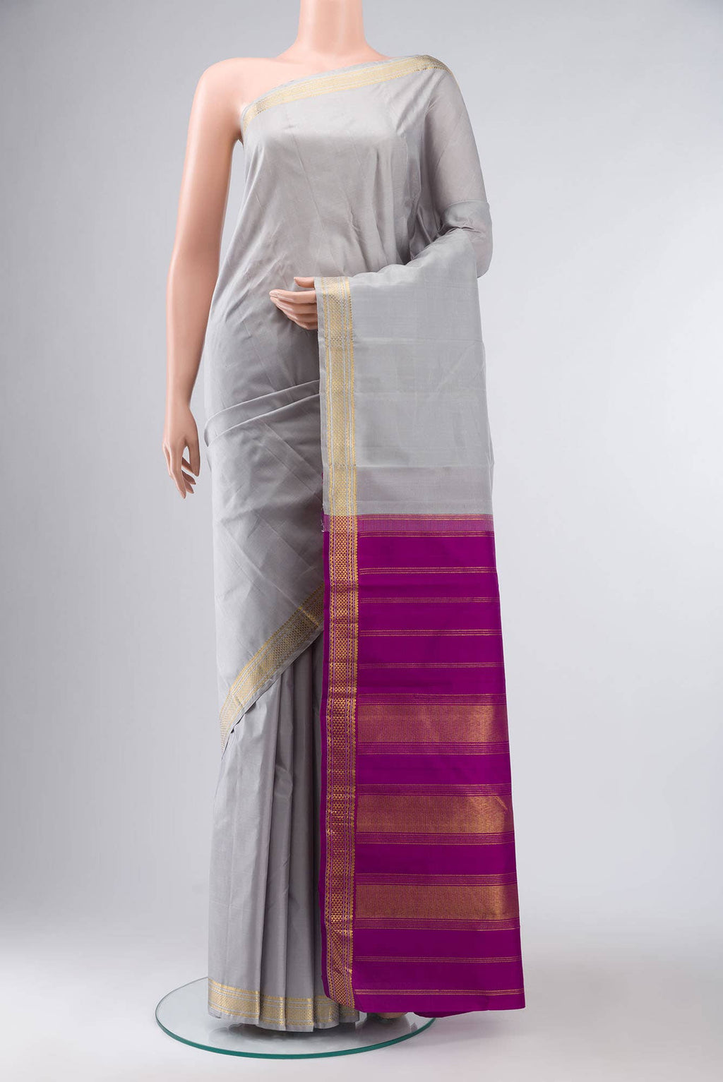 Grey Kanchipuram Silk Saree
