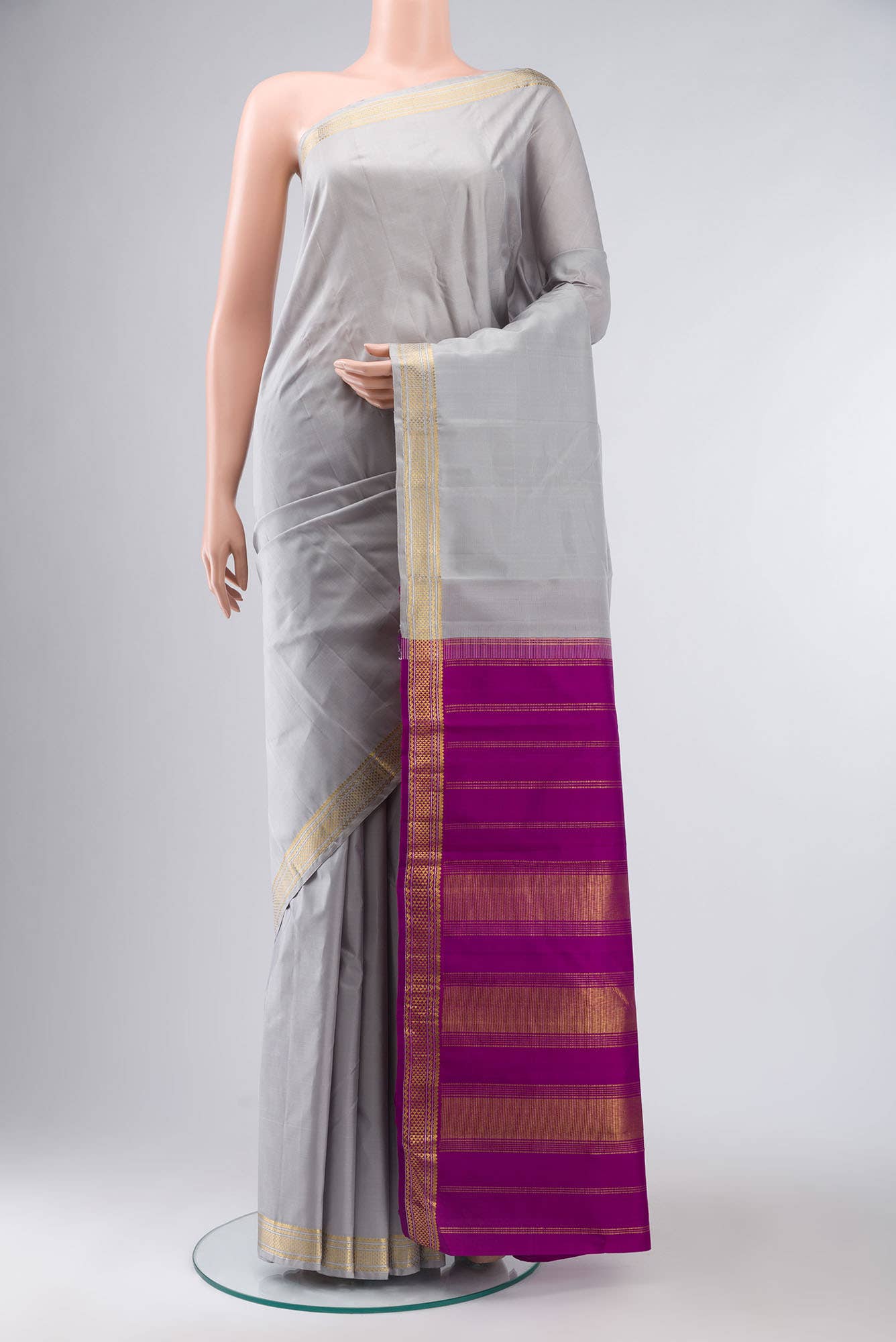Grey Kanchipuram Silk Saree