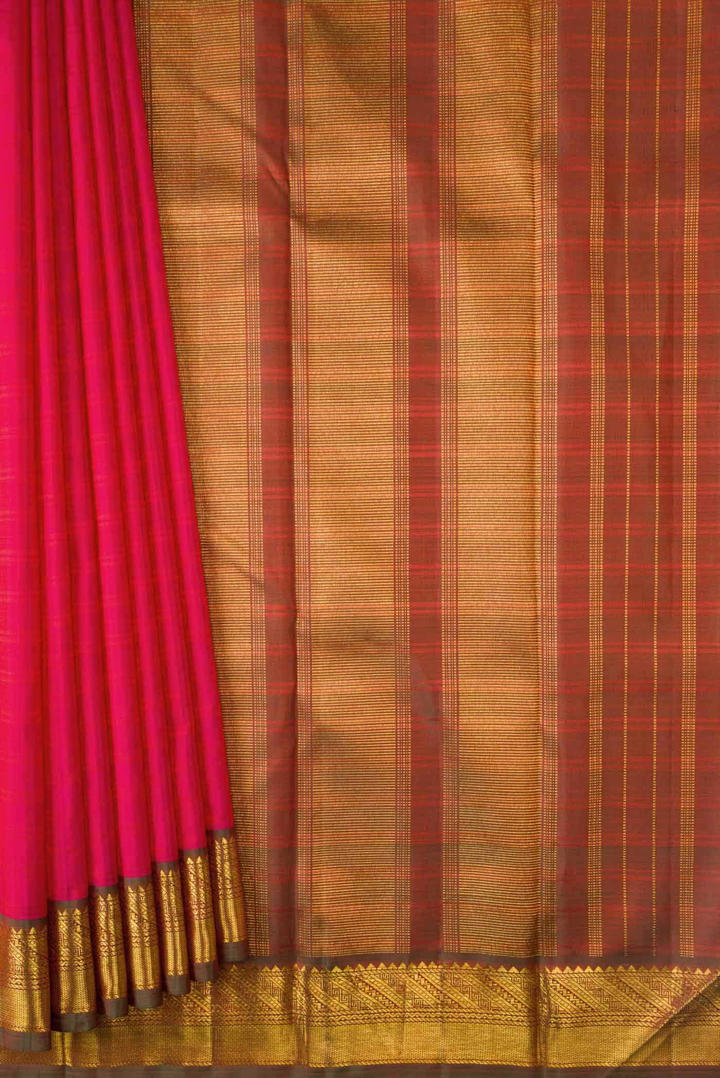 Pure Silk Pure Zari Pink Dual Tone Kanchipuram Saree