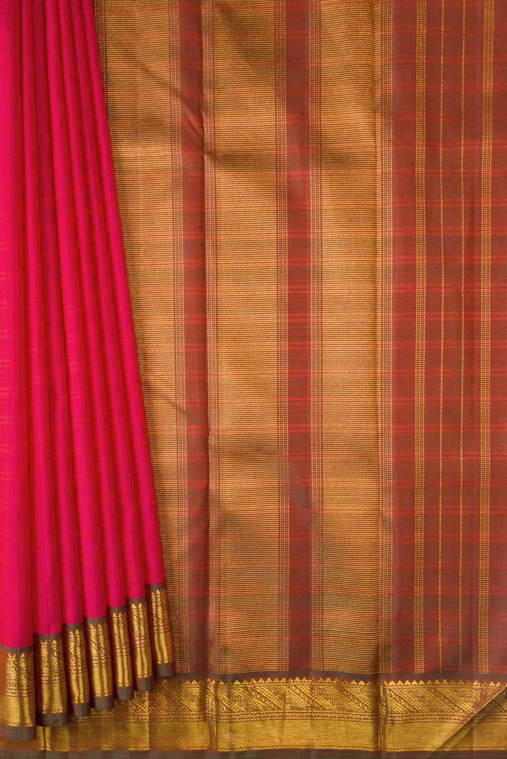 Pure Silk Pure Zari Pink Dual Tone Kanchipuram Saree