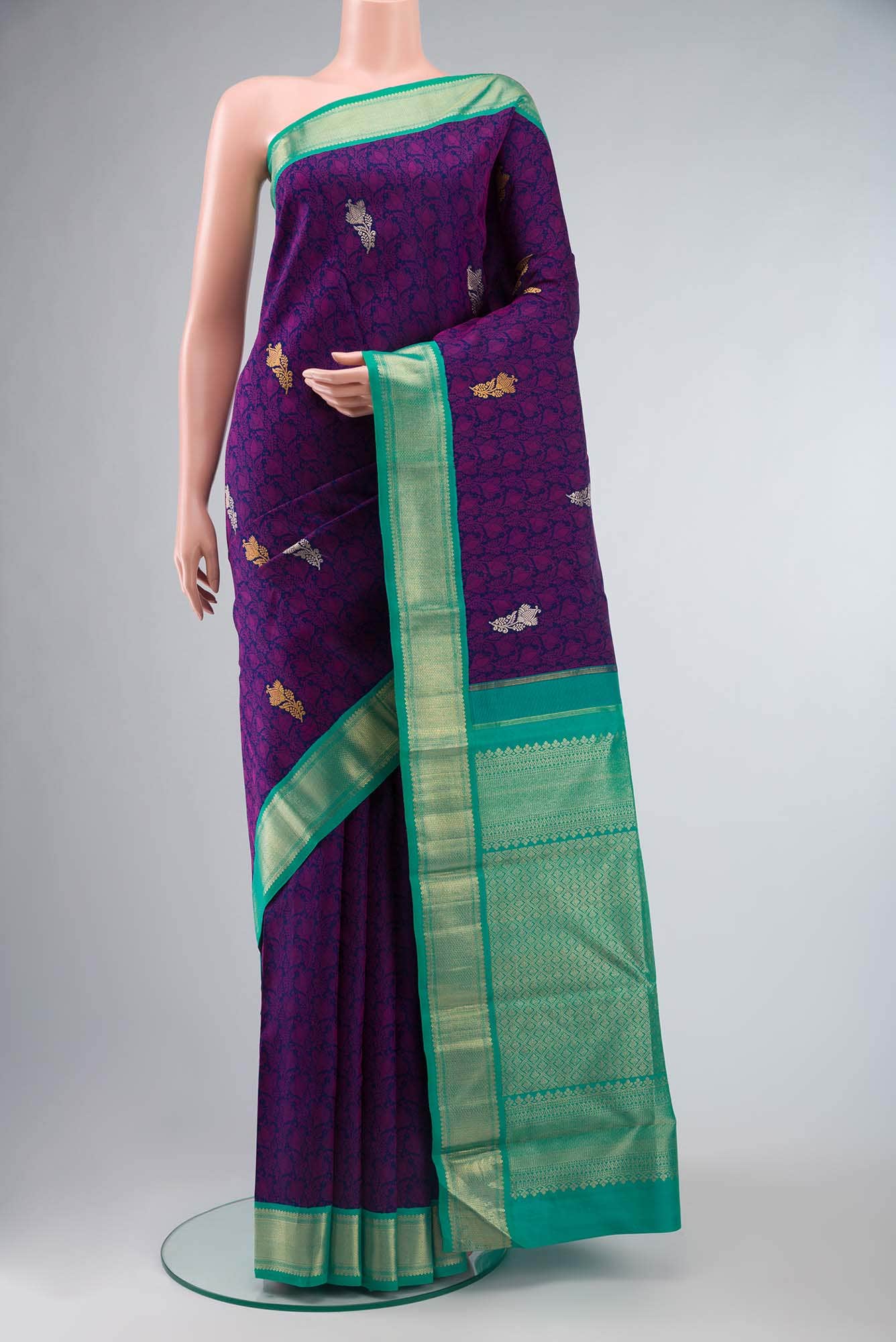 Navy Blue Kanchipuram Silk Saree