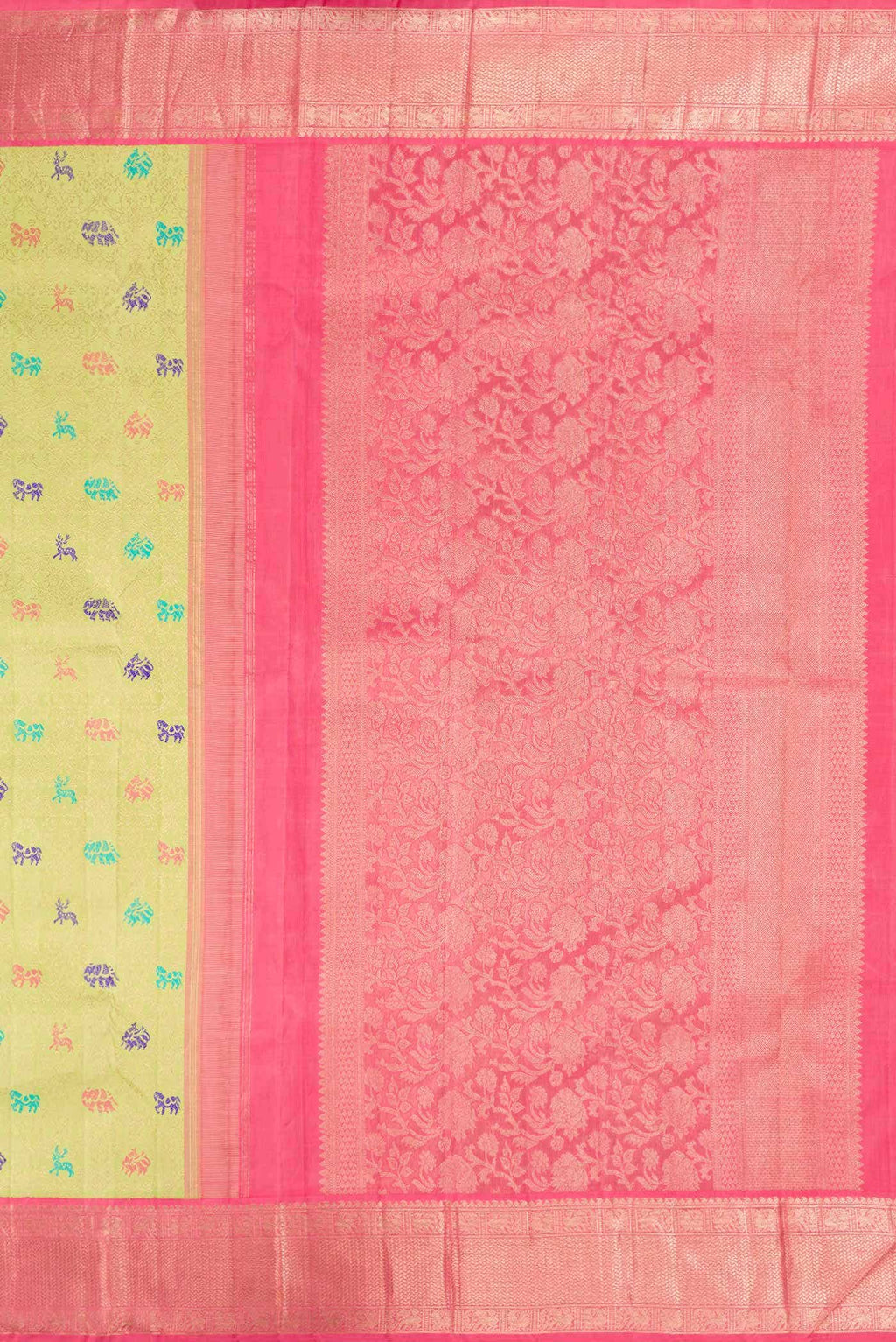 Parrot Green Dual Tone Kanchipuram Silk Saree