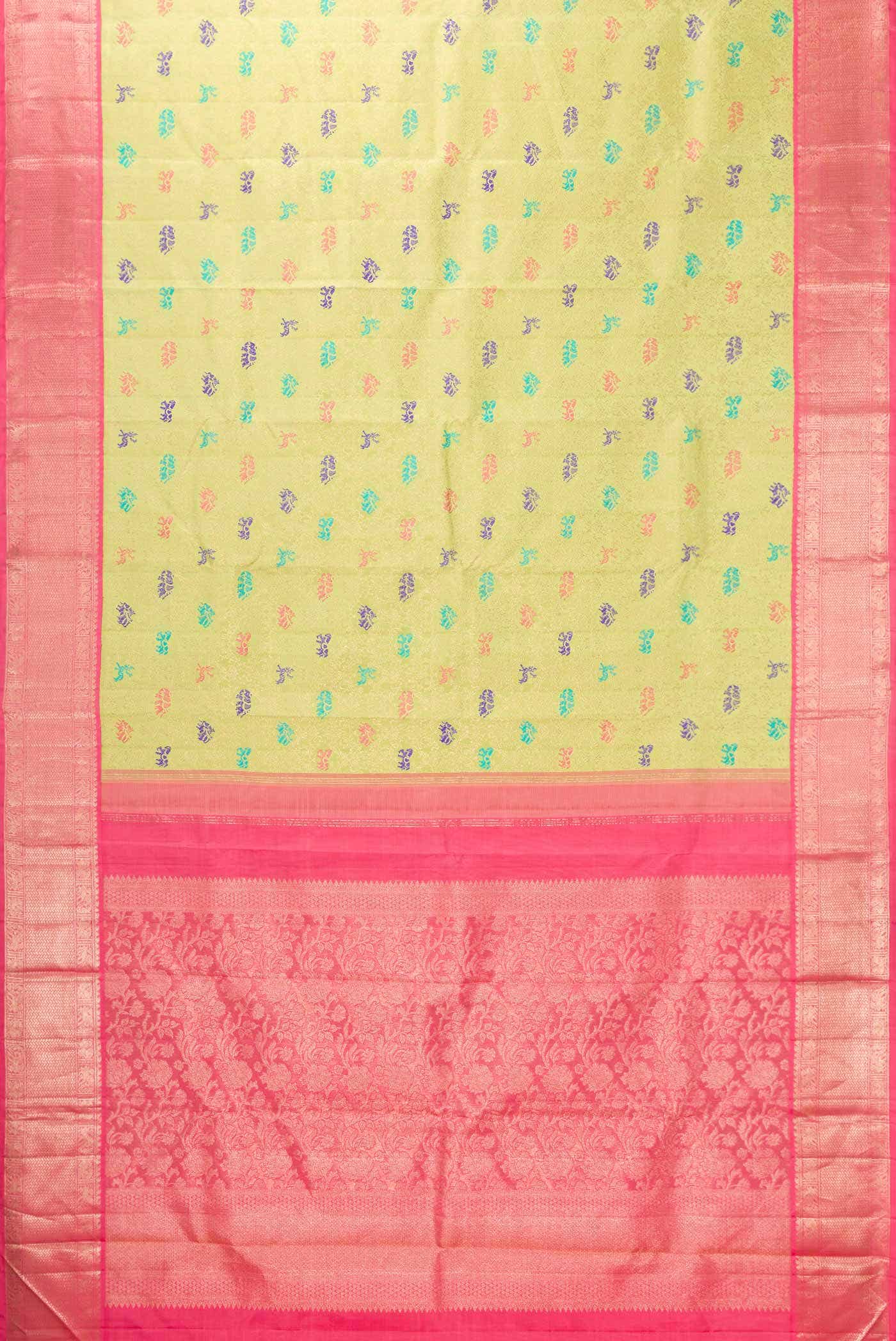 Parrot Green Dual Tone Kanchipuram Silk Saree