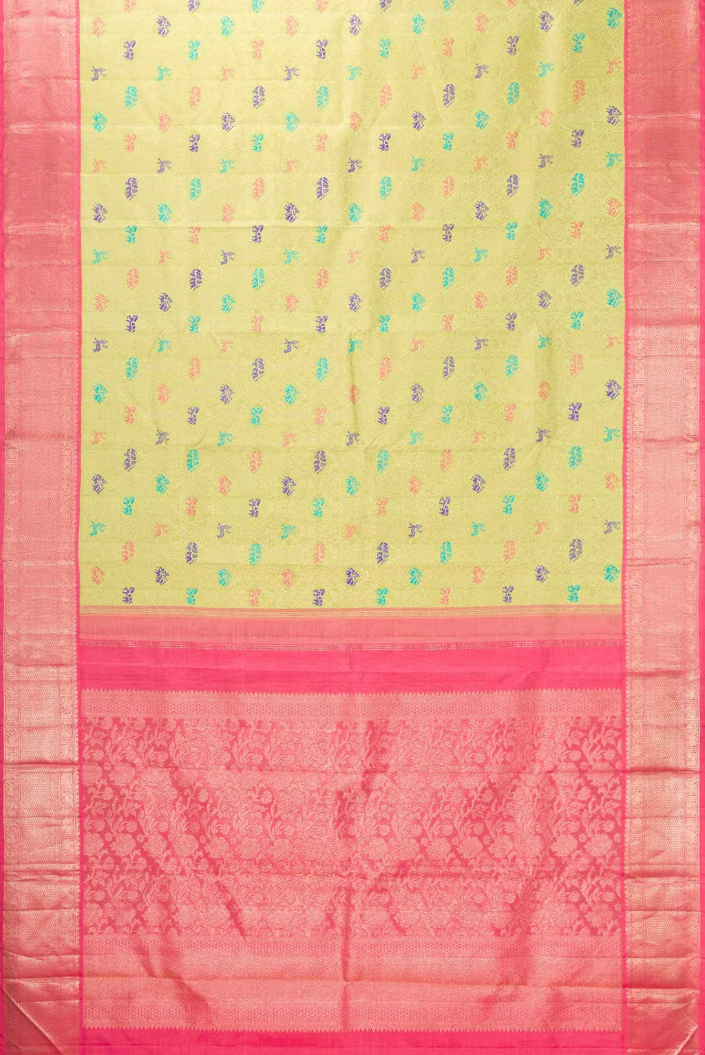 Parrot Green Dual Tone Kanchipuram Silk Saree