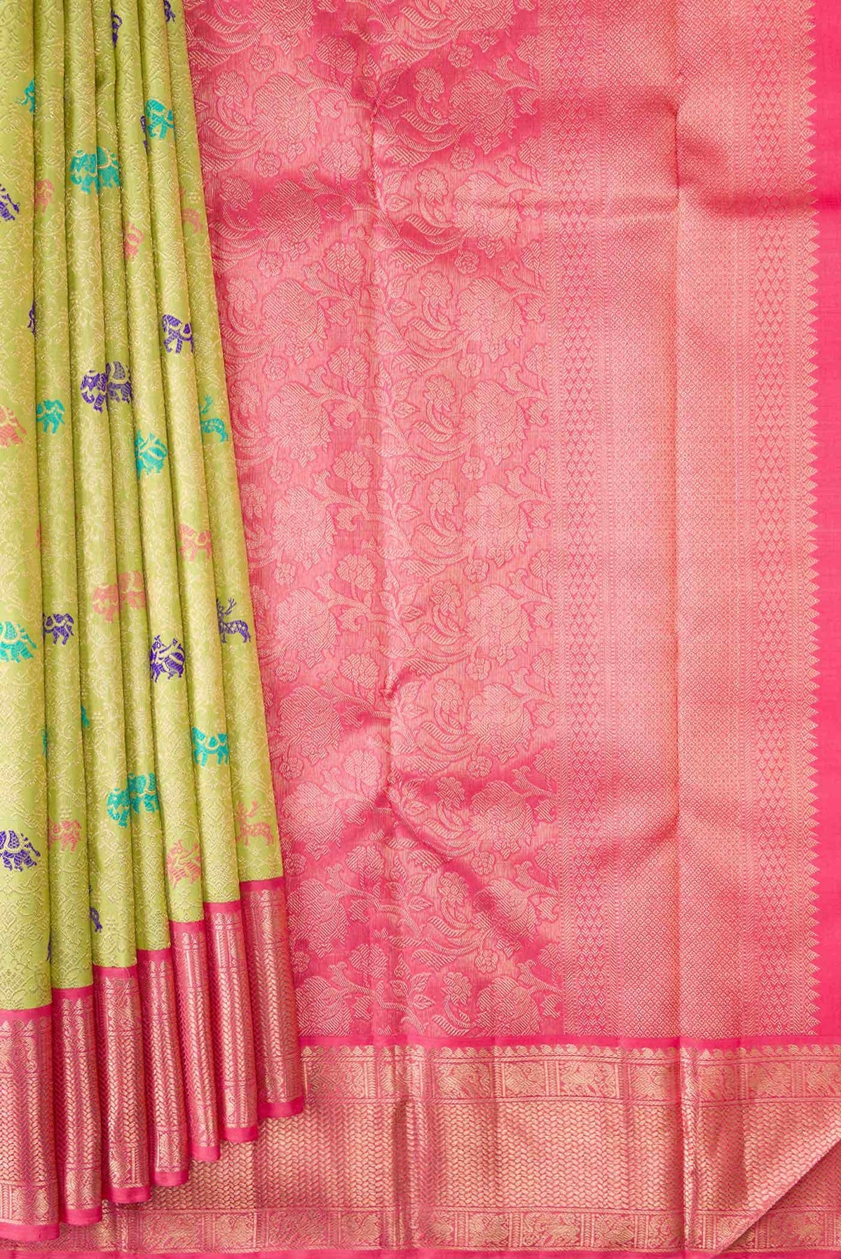 Pista Green Kanchipuram Silk Saree