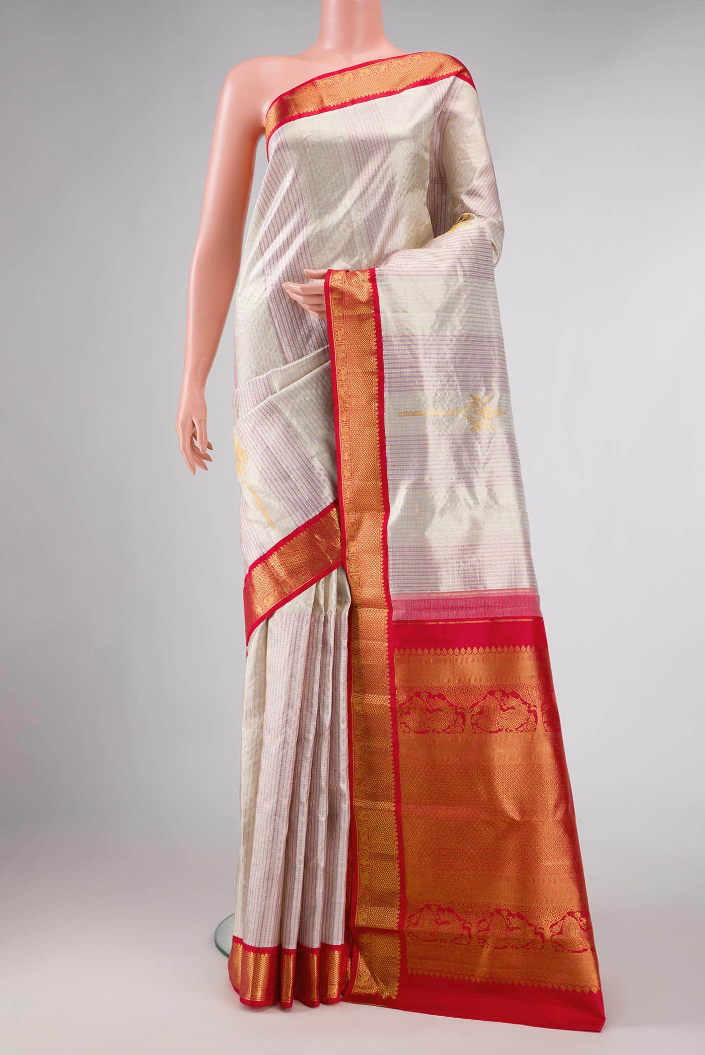 Lilac Dual Tone Kanchipuram Tissue Silk Saree