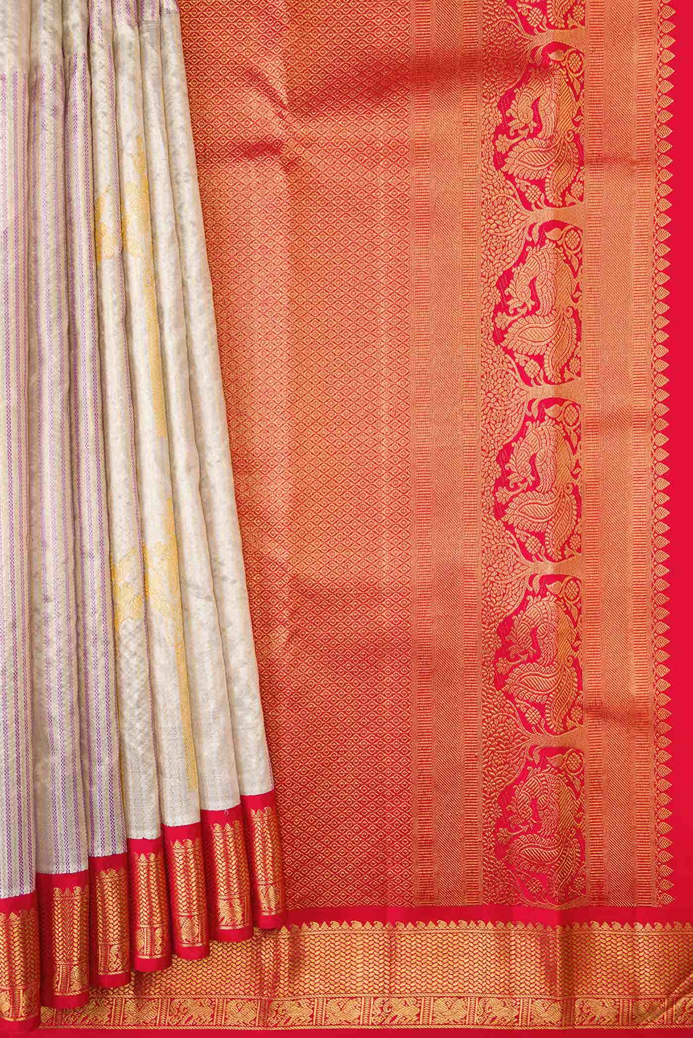 Lilac Dual Tone Kanchipuram Tissue Silk Saree