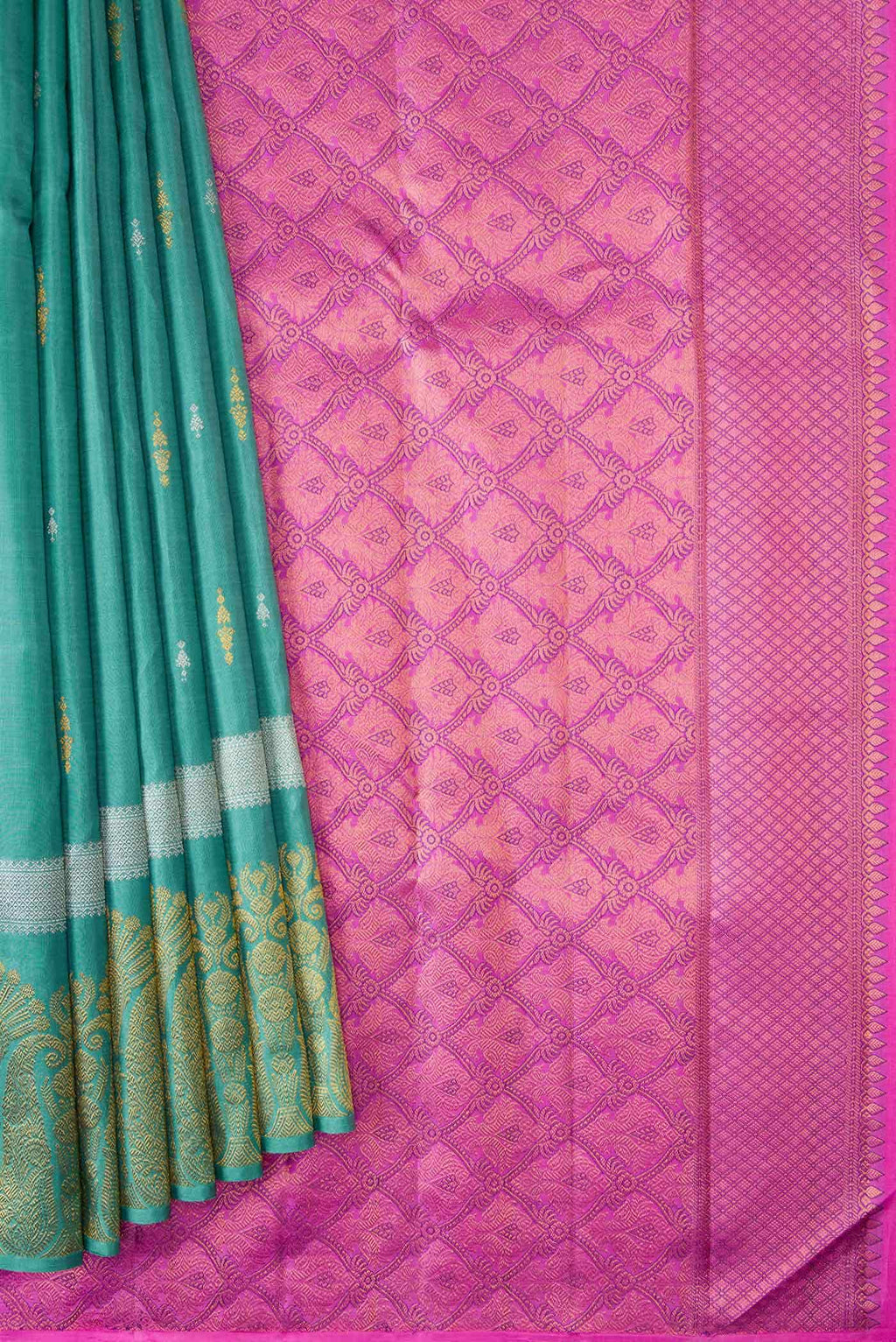 Sea Green Dual Tone Kanchipuram Silk Saree