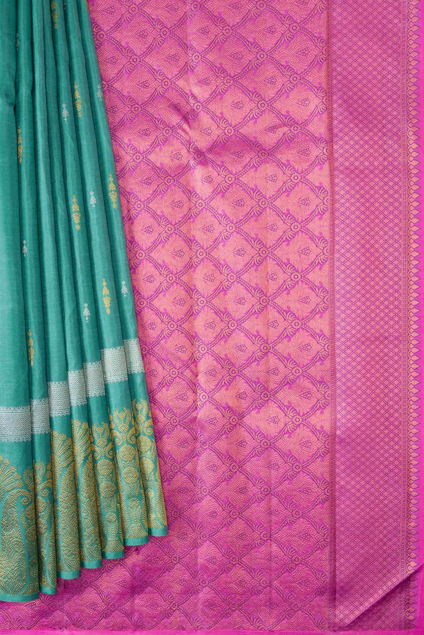 Sea Green Dual Tone Kanchipuram Silk Saree