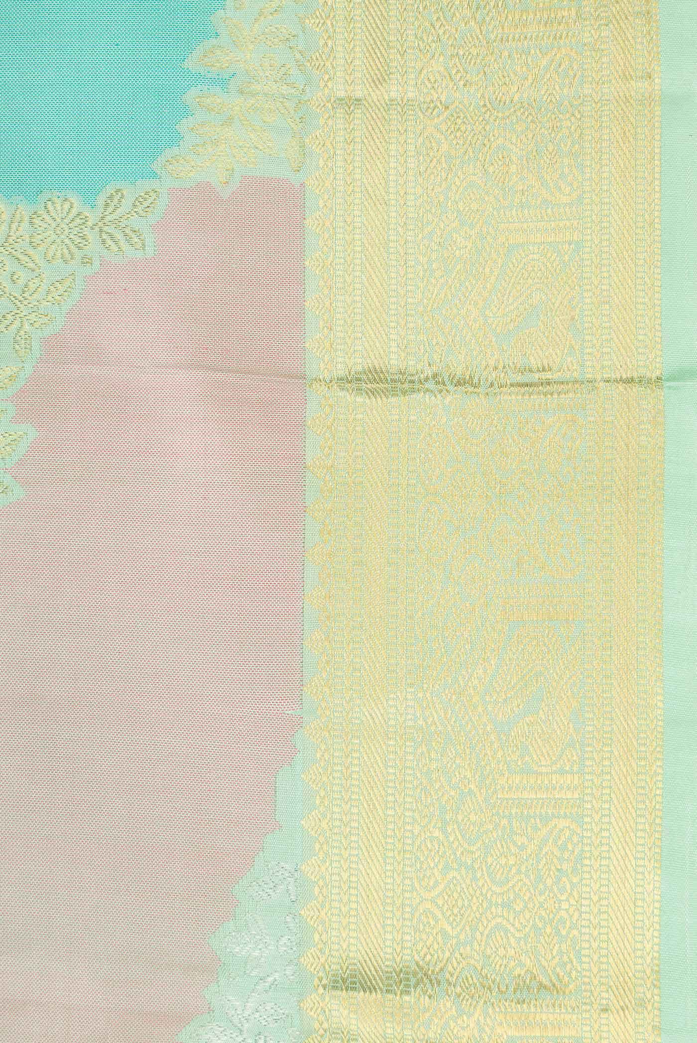 Green Grey and Brown Dual Tone Kanchipuram Silk Saree