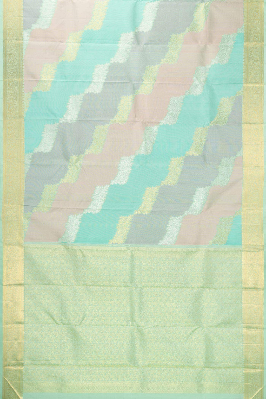 Green Grey and Brown Dual Tone Kanchipuram Silk Saree