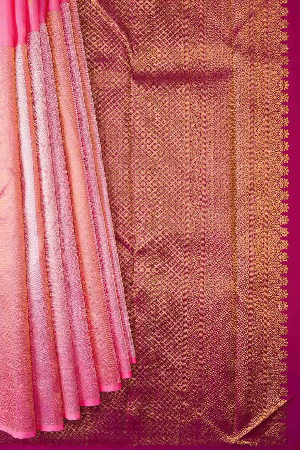 Pink Dual Tone Kanchipuram Silk Saree