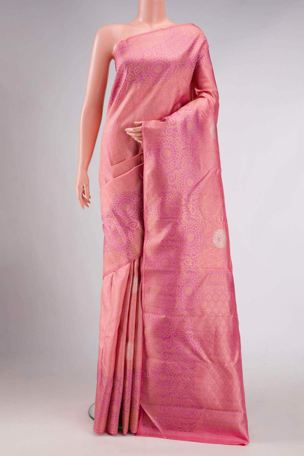 Pink Dual Tone Kanchipuram Silk Saree