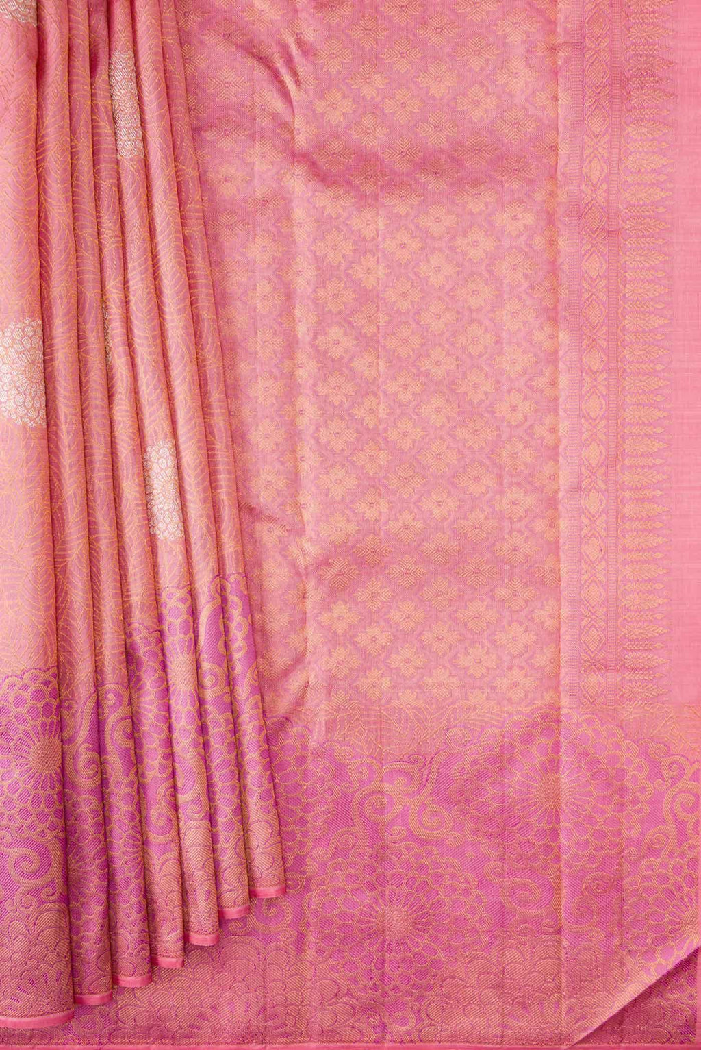 Pink Dual Tone Kanchipuram Silk Saree