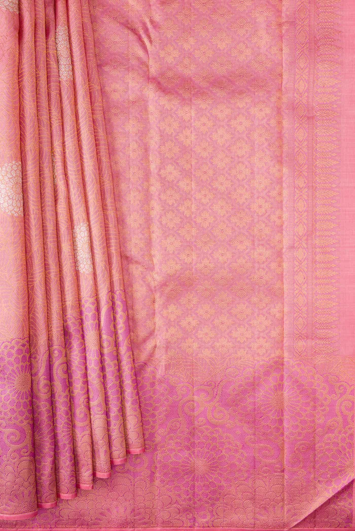 Pink Dual Tone Kanchipuram Silk Saree
