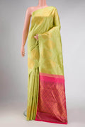 Parrot Green Dual Tone Kanjivaram Silk Saree