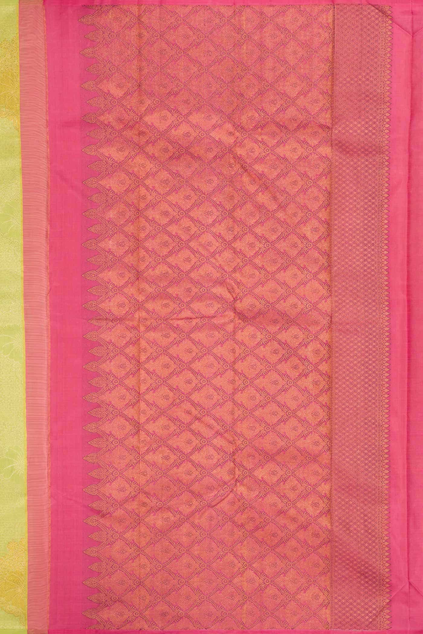 Parrot Green Dual Tone Kanjivaram Silk Saree