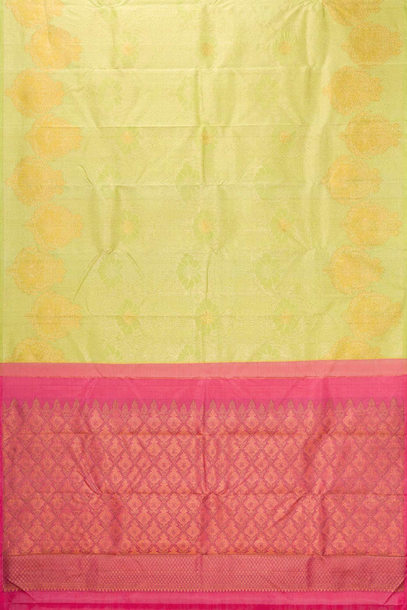 Parrot Green Dual Tone Kanjivaram Silk Saree