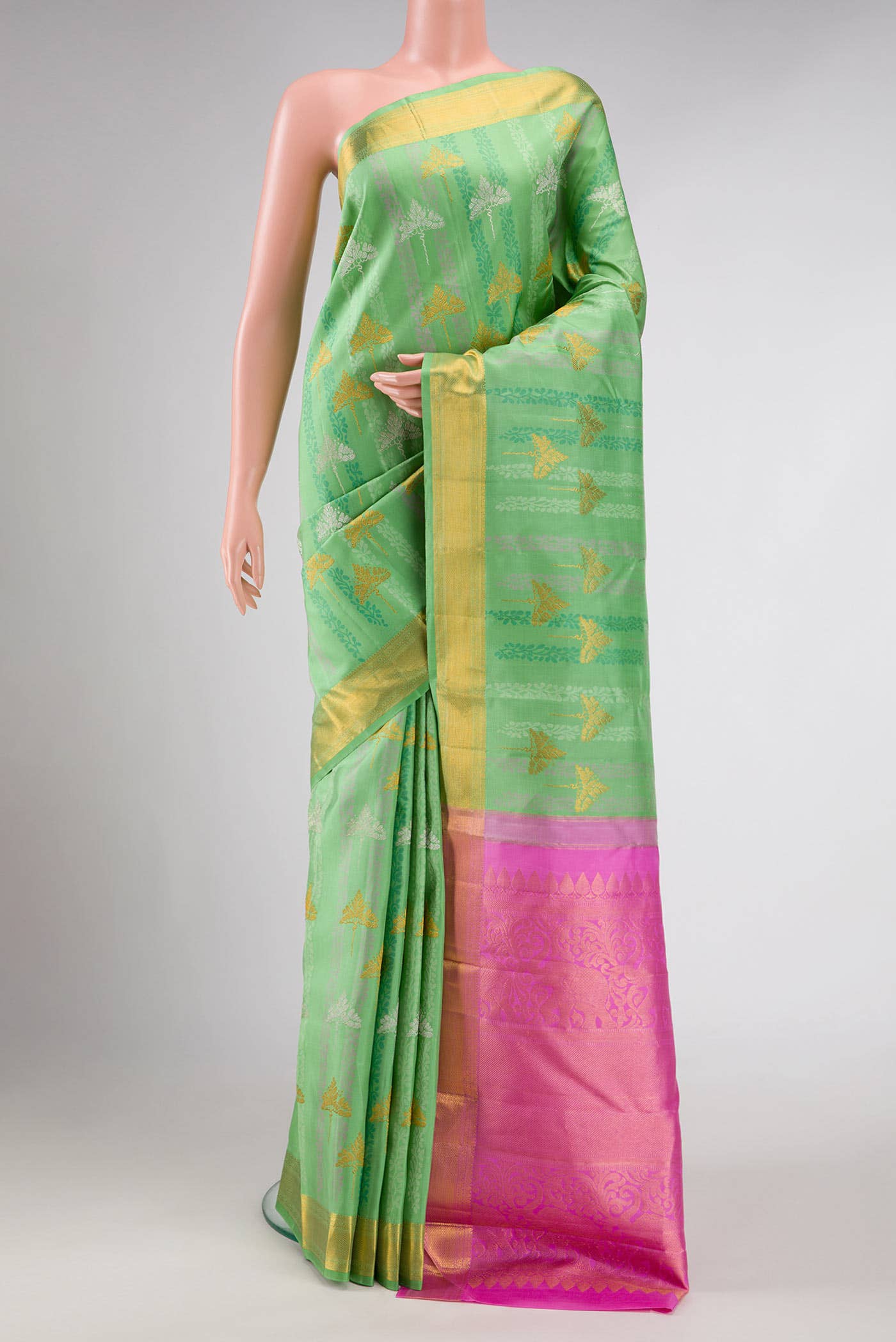 Sea Green Dual Tone Kanchipuram Silk Saree