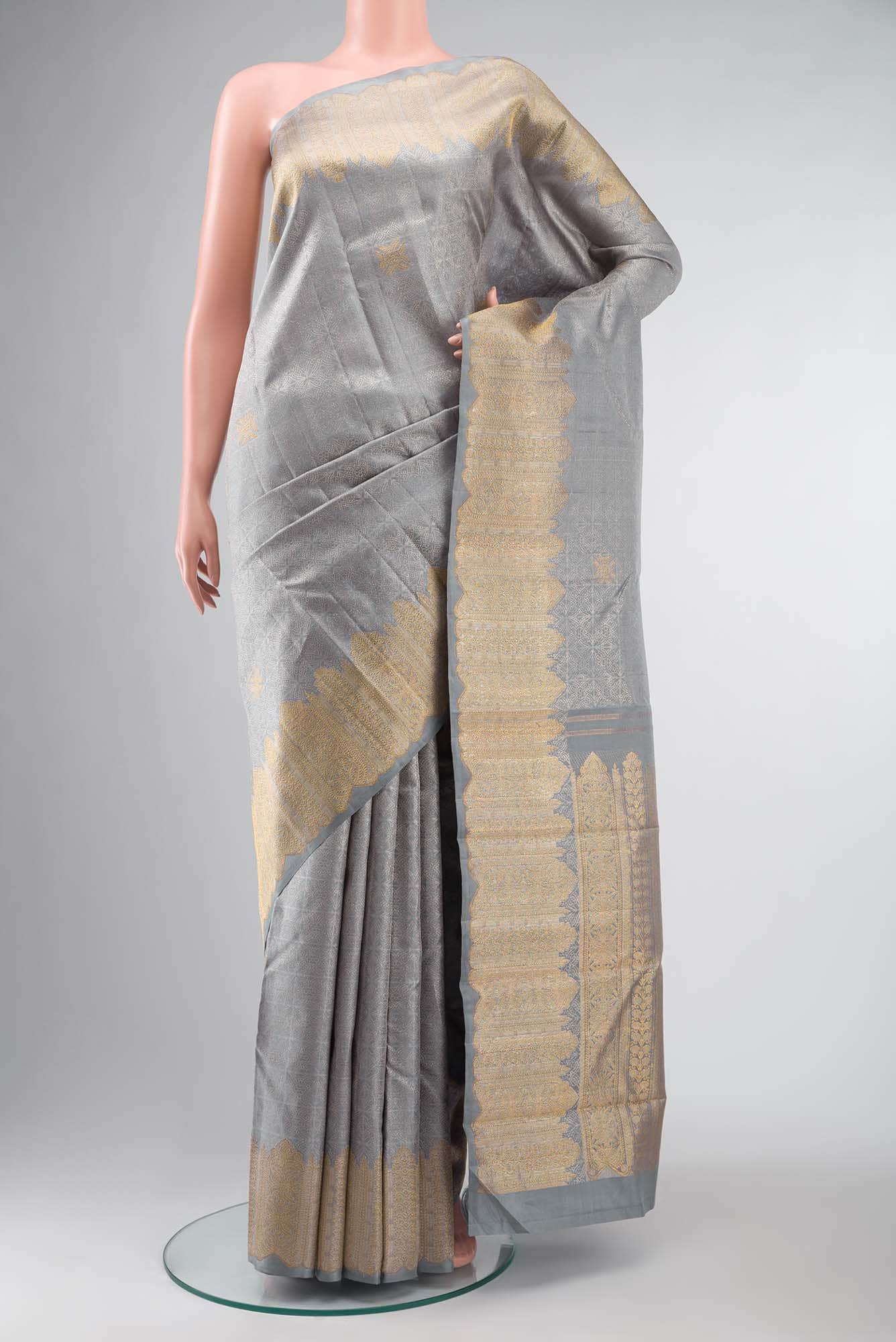Grey Kanchipuram Silk Saree