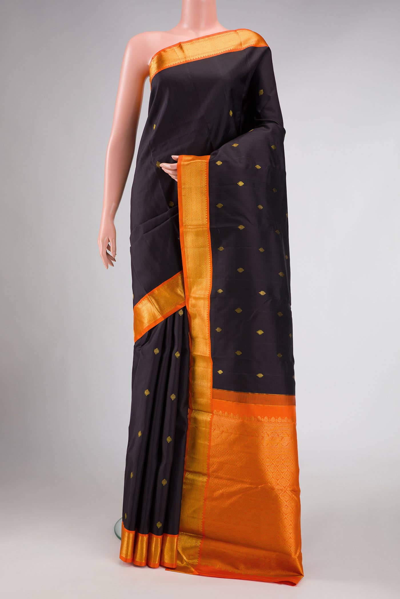 Pure Silk Pure Zari Black Kanchipuram Saree