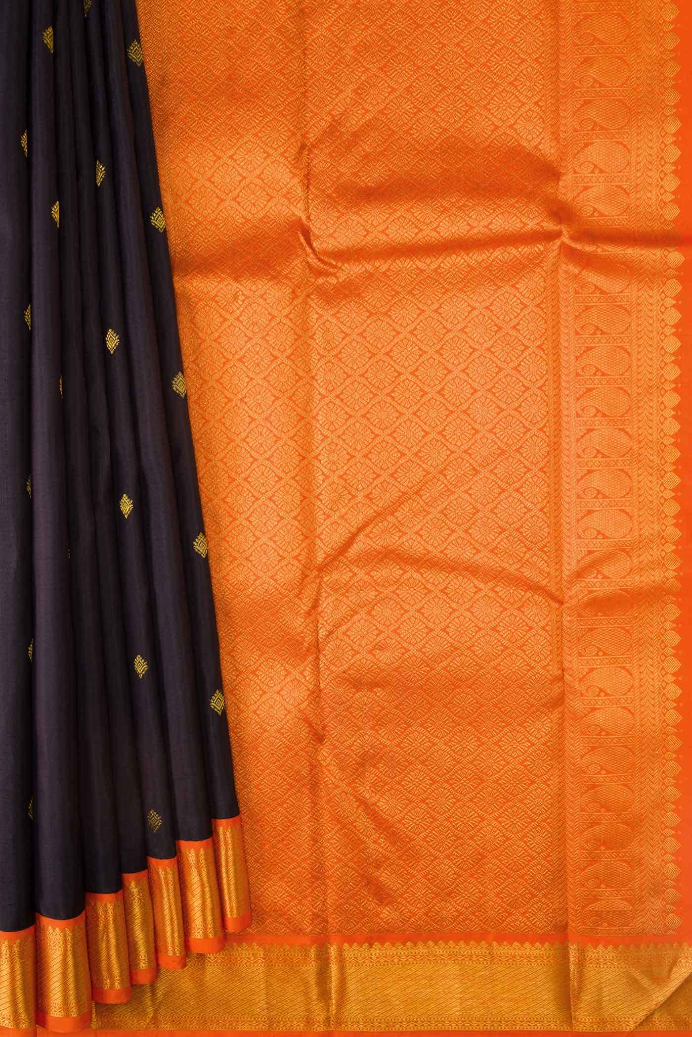 Pure Silk Pure Zari Black Kanchipuram Saree