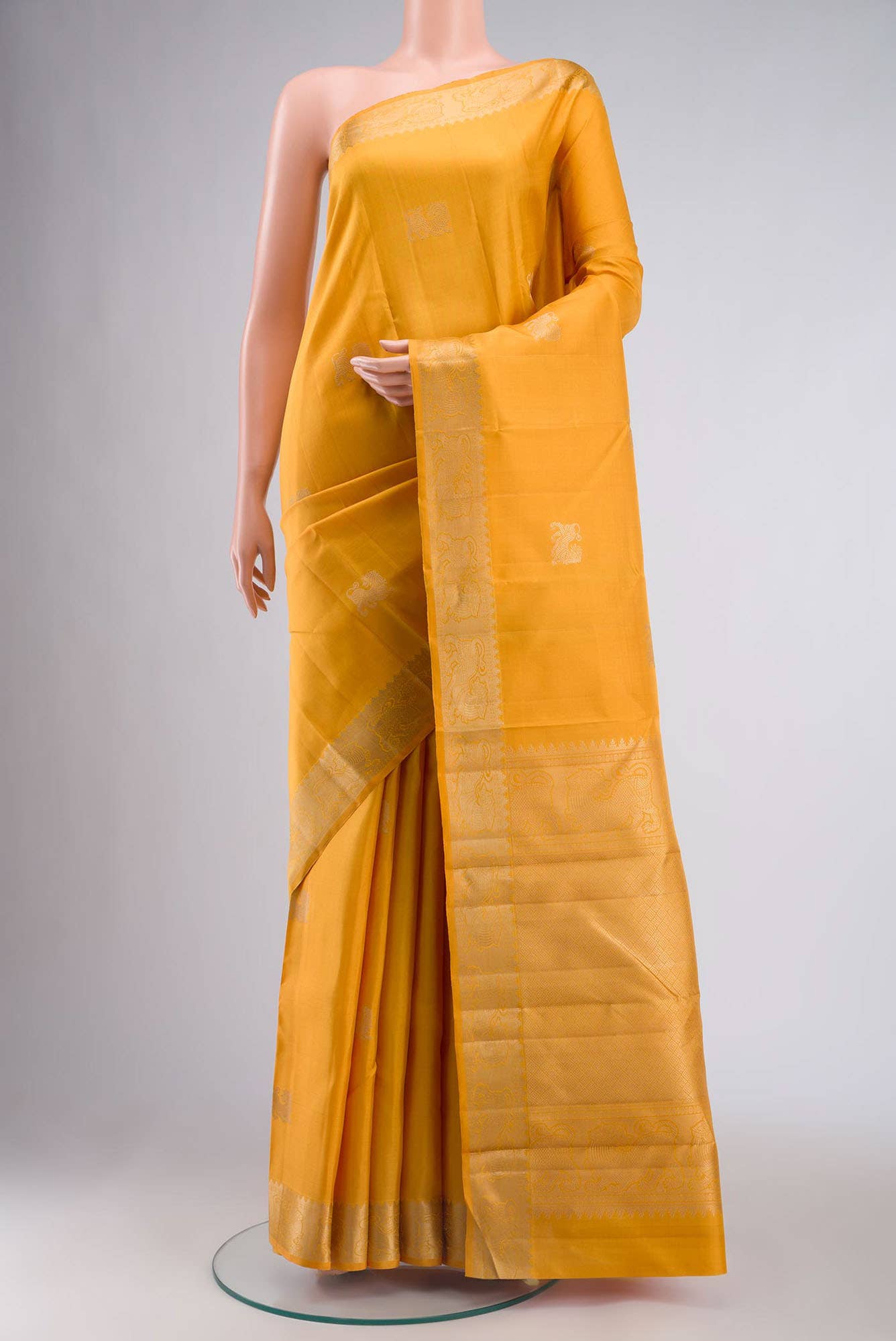 Yellow Kanchipuram Silk Saree