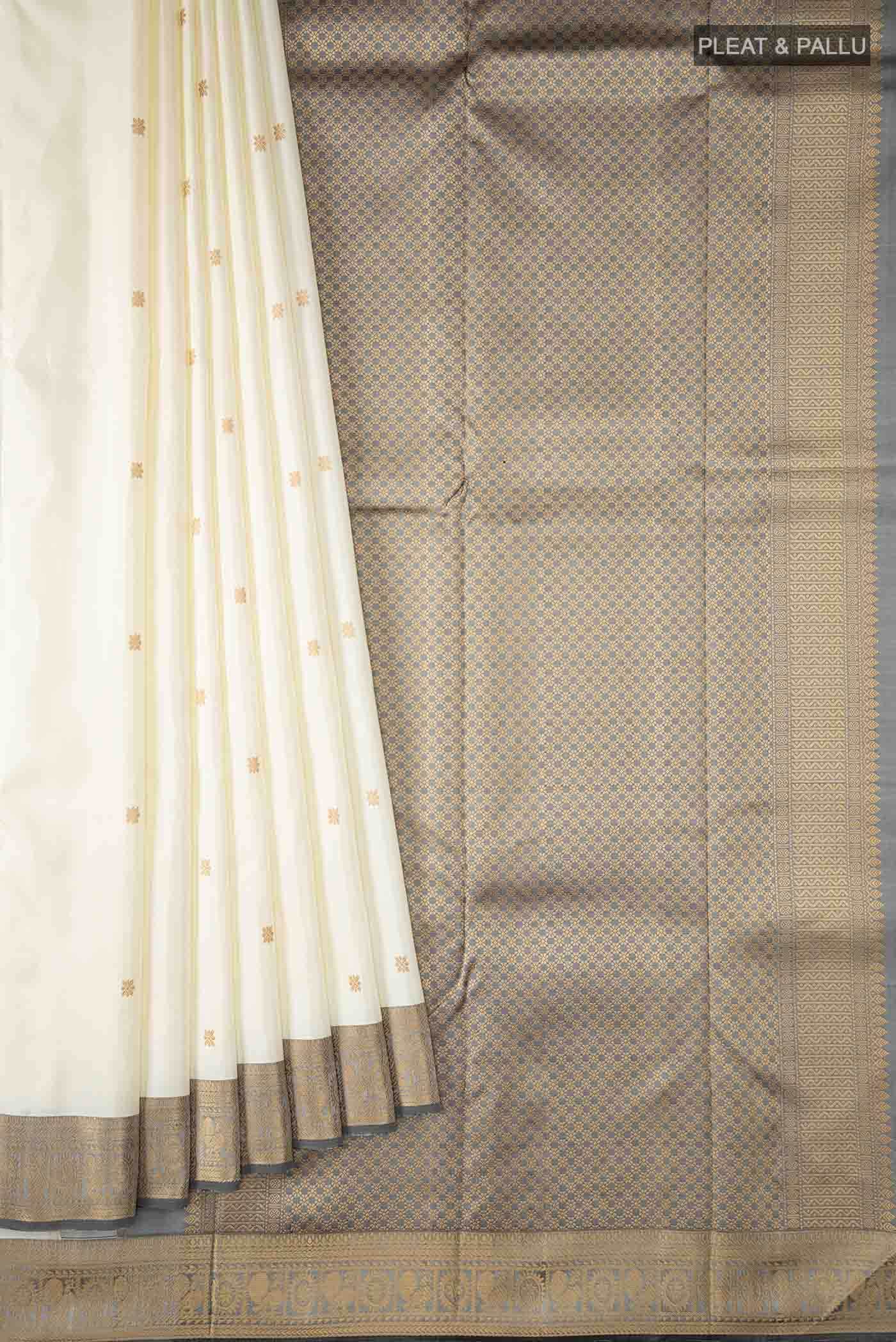 Cream Kanchipuram Silk Saree