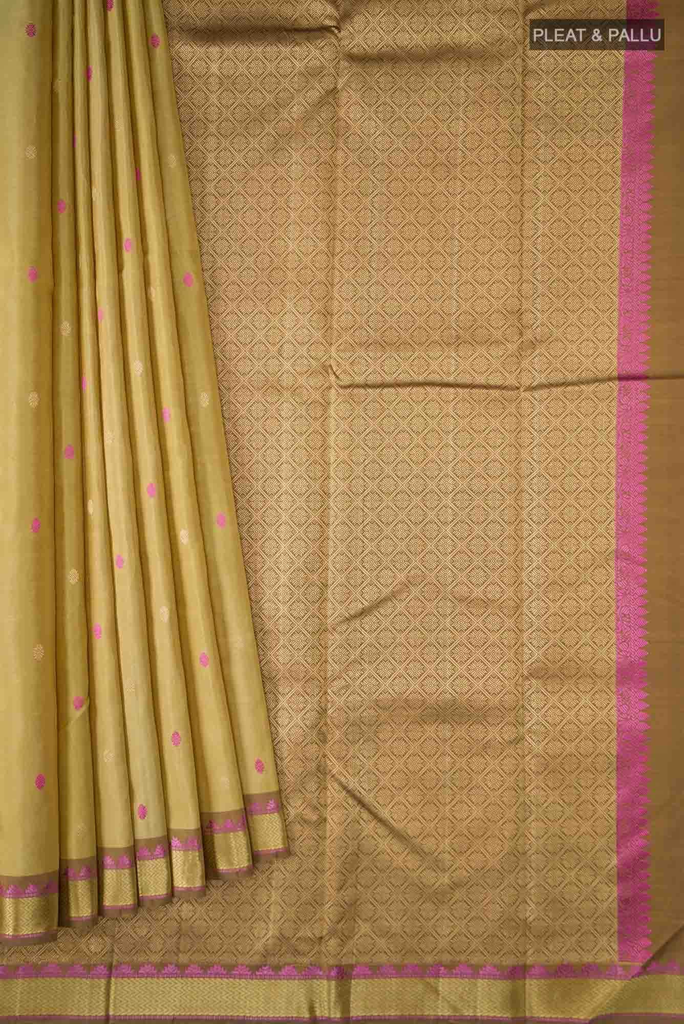 Beige Kanchipuram Silk Saree