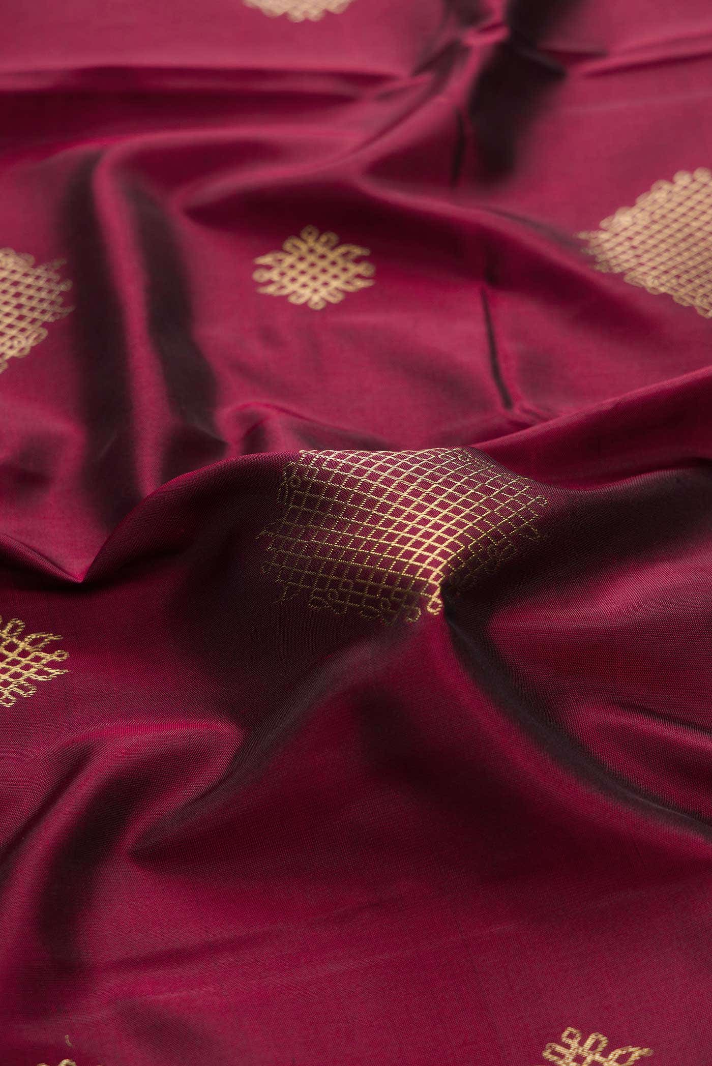 Pure Silk Pure Zari Maroon Dual Tone Kanchipuram Saree