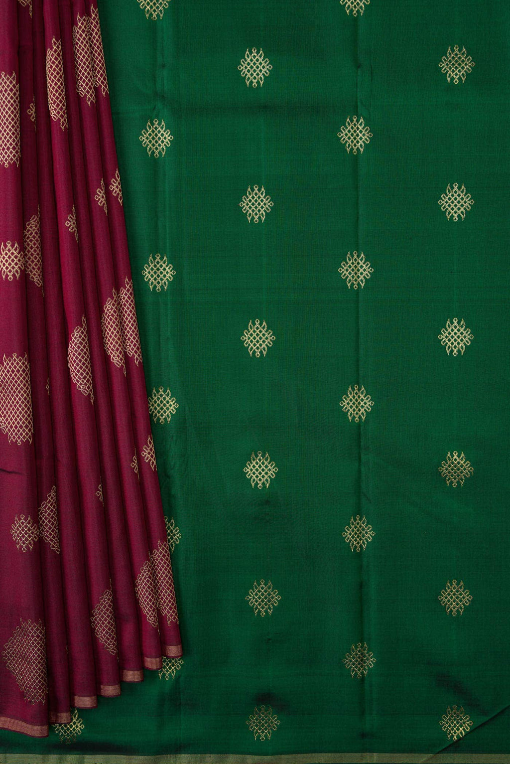 Pure Silk Pure Zari Maroon Dual Tone Kanchipuram Saree