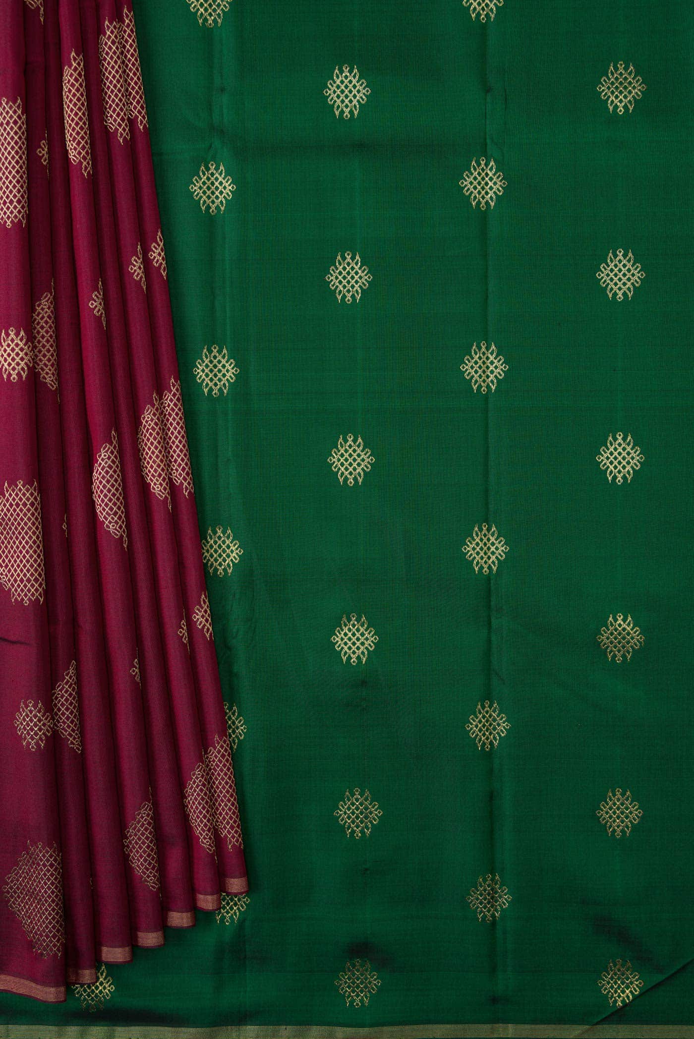 Pure Silk Pure Zari Maroon Dual Tone Kanchipuram Saree