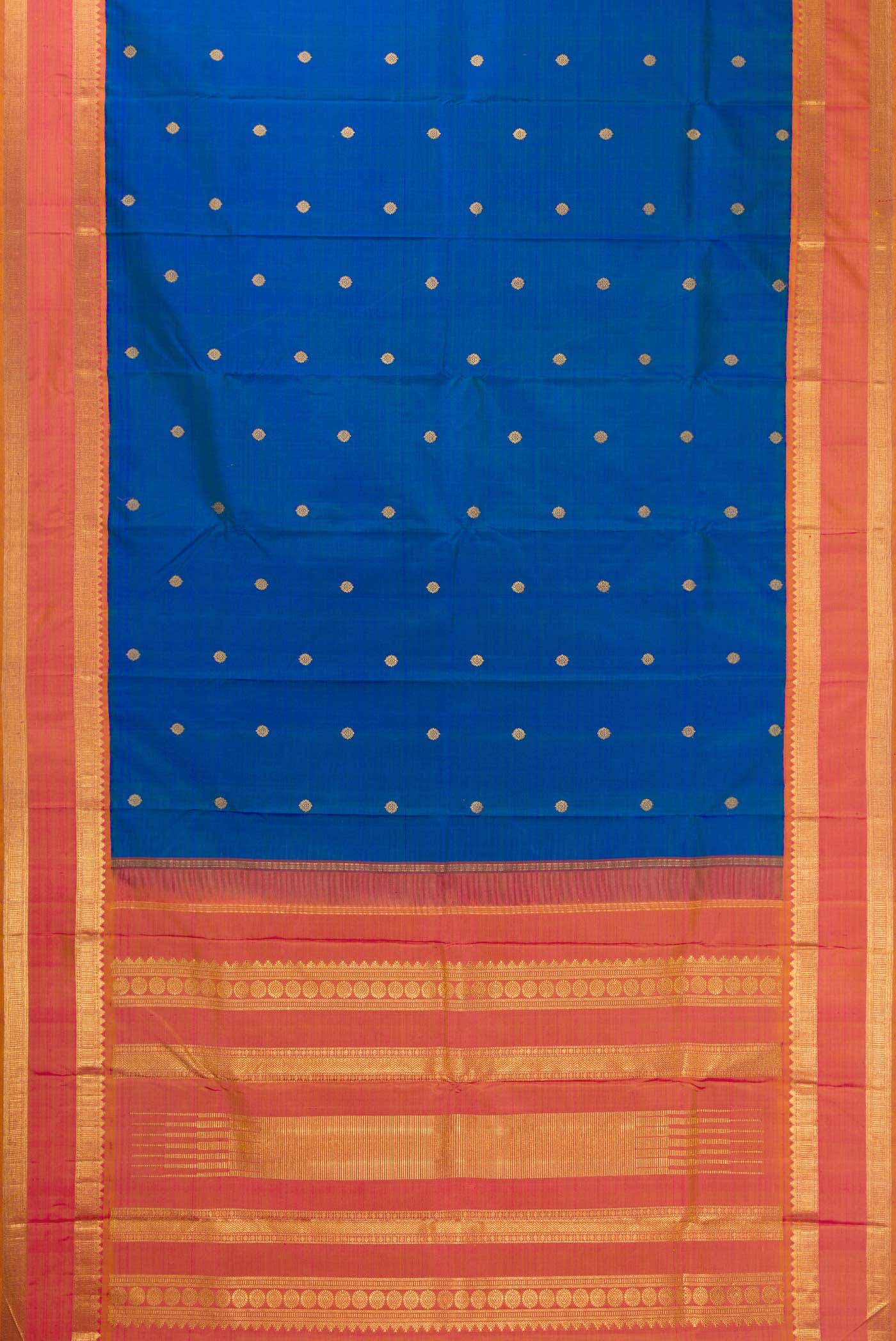 Pure Silk Pure Zari Peacock Blue Dual Tone Kanchipuram Saree