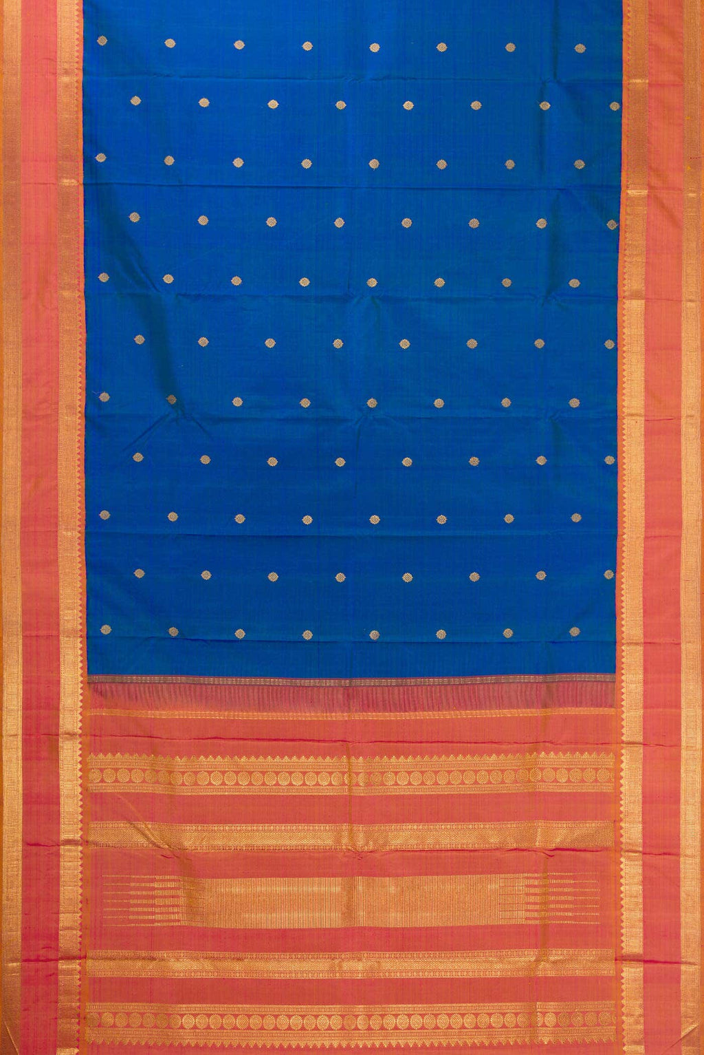 Pure Silk Pure Zari Peacock Blue Dual Tone Kanchipuram Saree