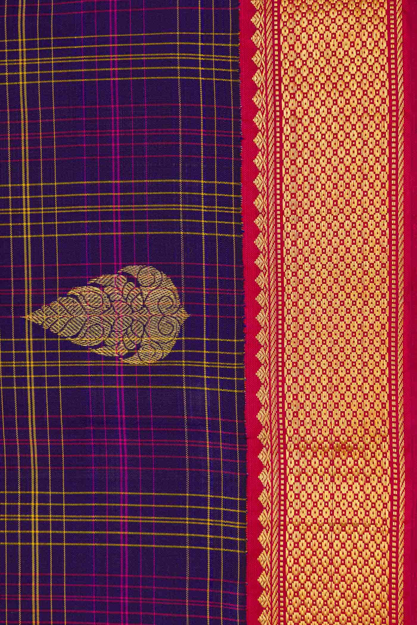 Pure Silk Pure Zari Violet Dual Tone Kanchipuram Saree