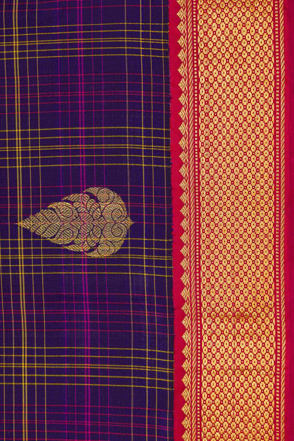 Pure Silk Pure Zari Violet Dual Tone Kanchipuram Saree