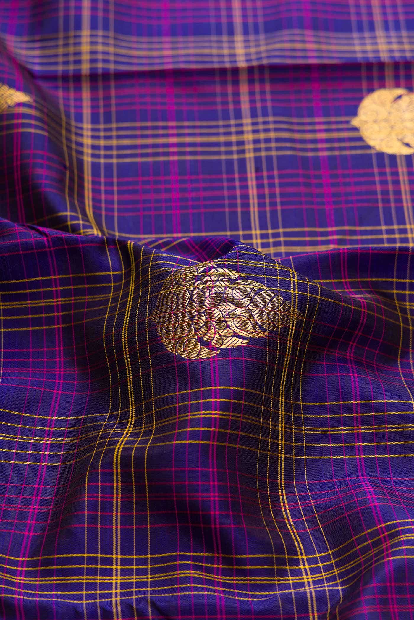 Pure Silk Pure Zari Violet Dual Tone Kanchipuram Saree