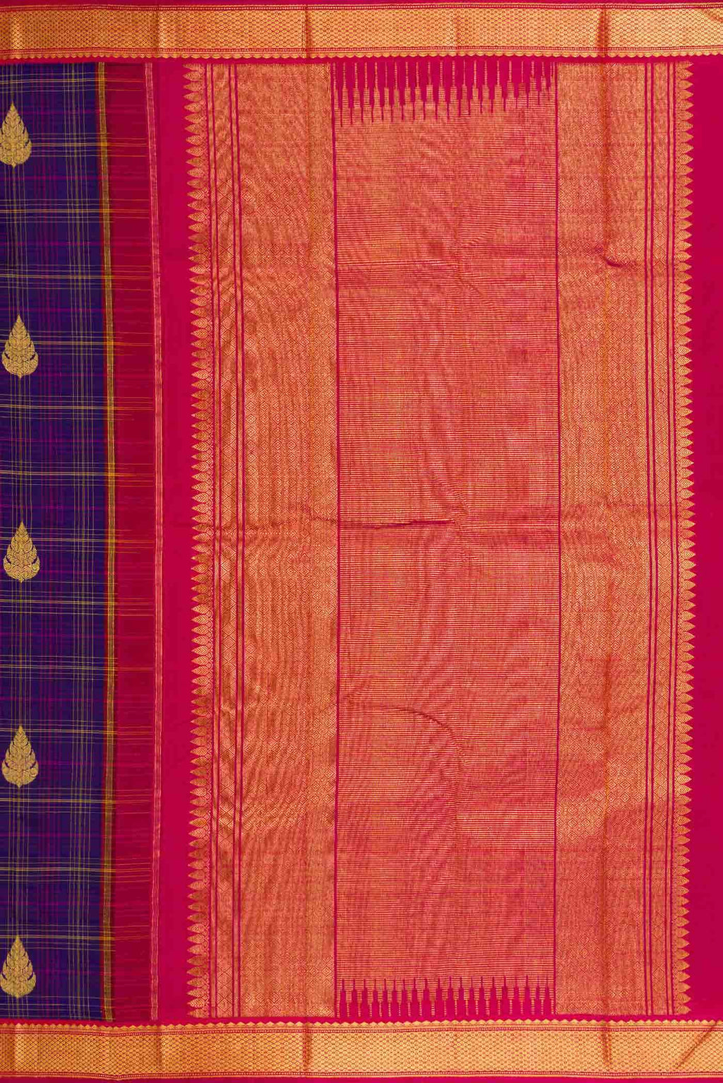 Pure Silk Pure Zari Violet Dual Tone Kanchipuram Saree