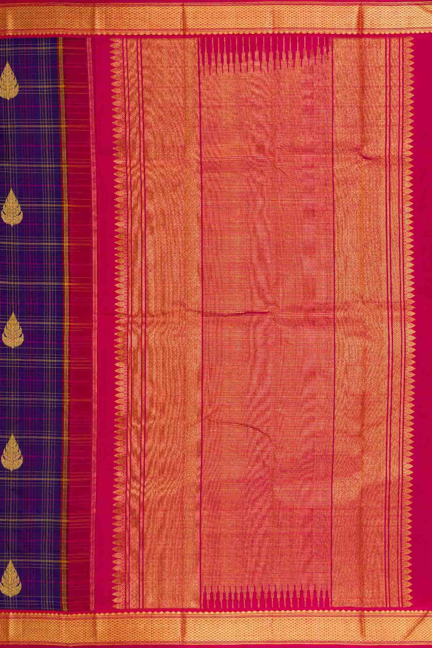 Pure Silk Pure Zari Violet Dual Tone Kanchipuram Saree