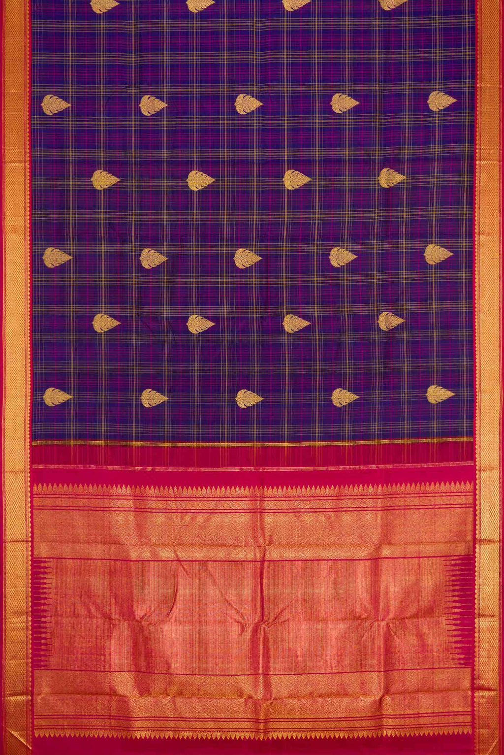 Pure Silk Pure Zari Violet Dual Tone Kanchipuram Saree
