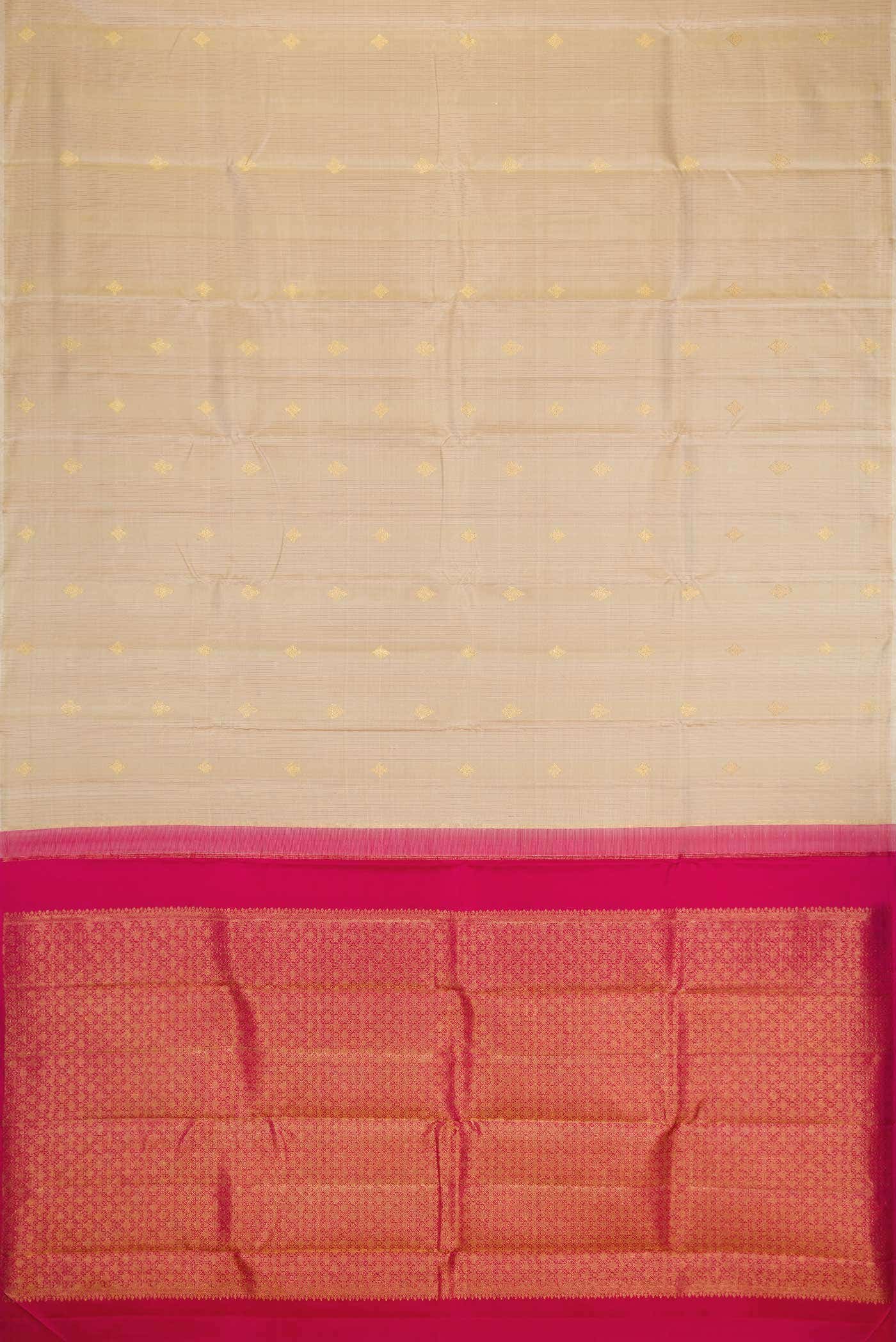 Pure Silk Pure Zari Beige Dual Tone Kanchipuram Saree