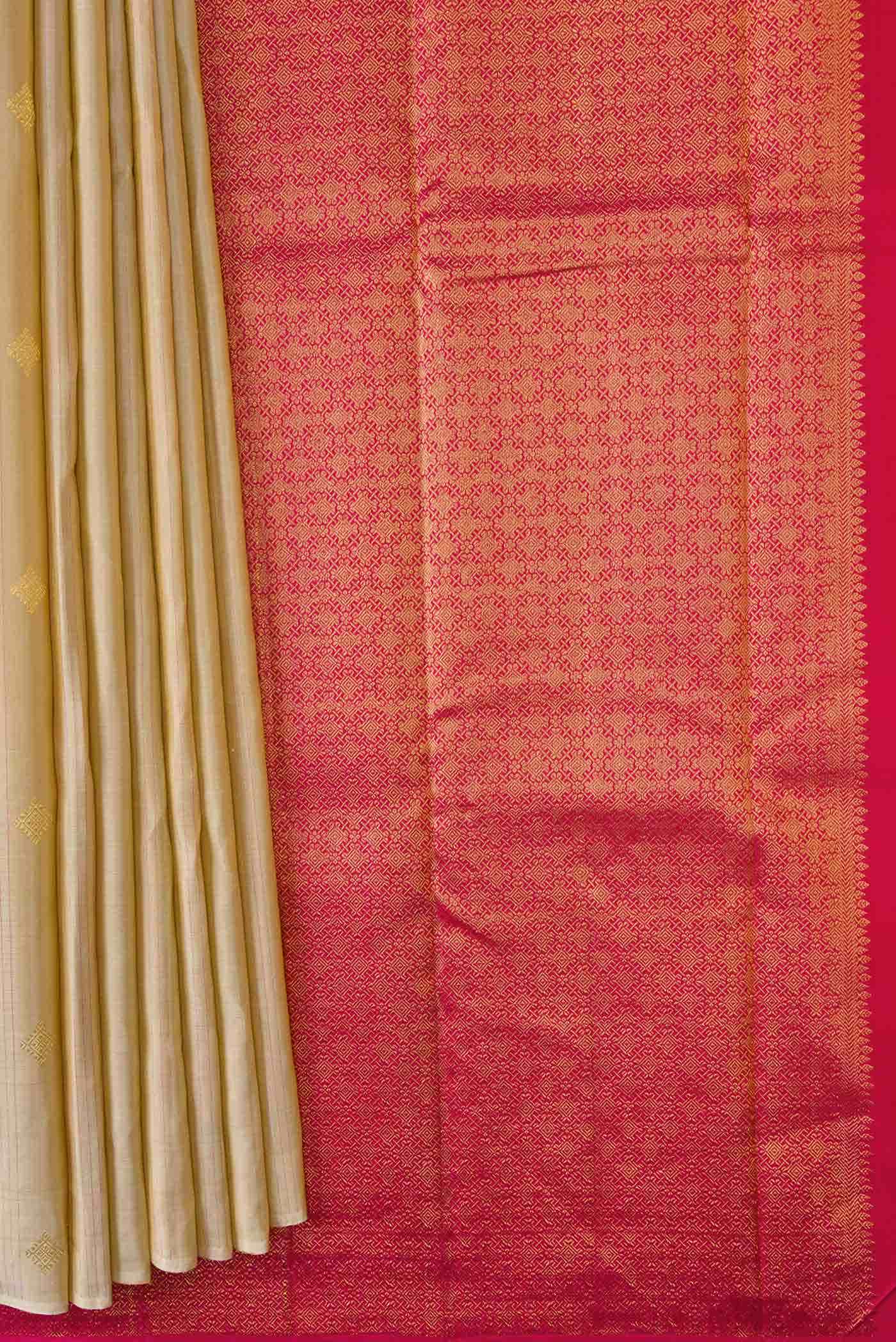 Pure Silk Pure Zari Beige Dual Tone Kanchipuram Saree