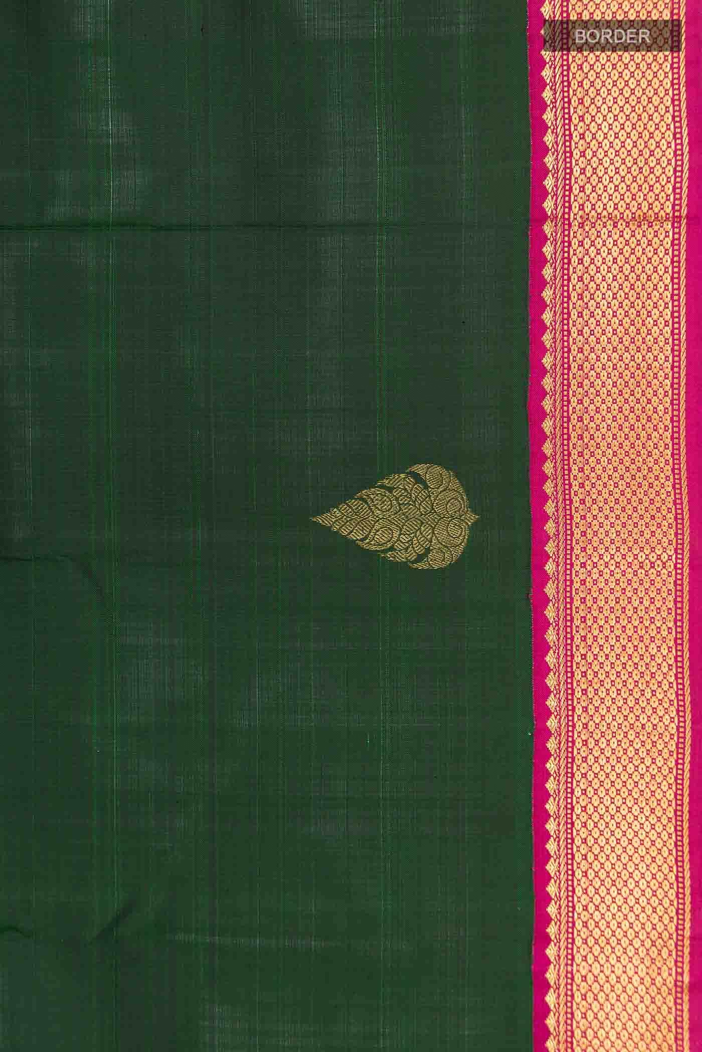 Bottle Green Kanchipuram Silk Saree