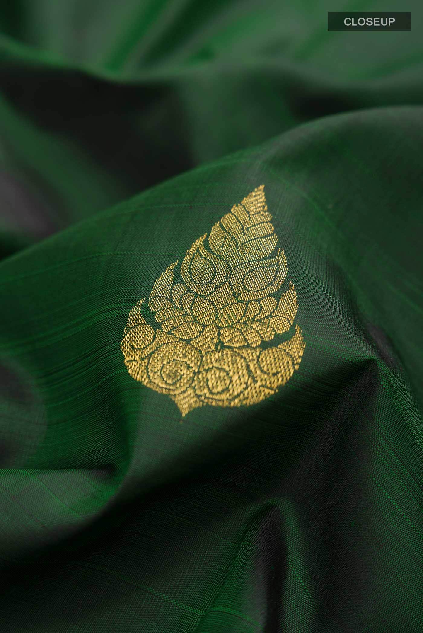 Bottle Green Kanchipuram Silk Saree