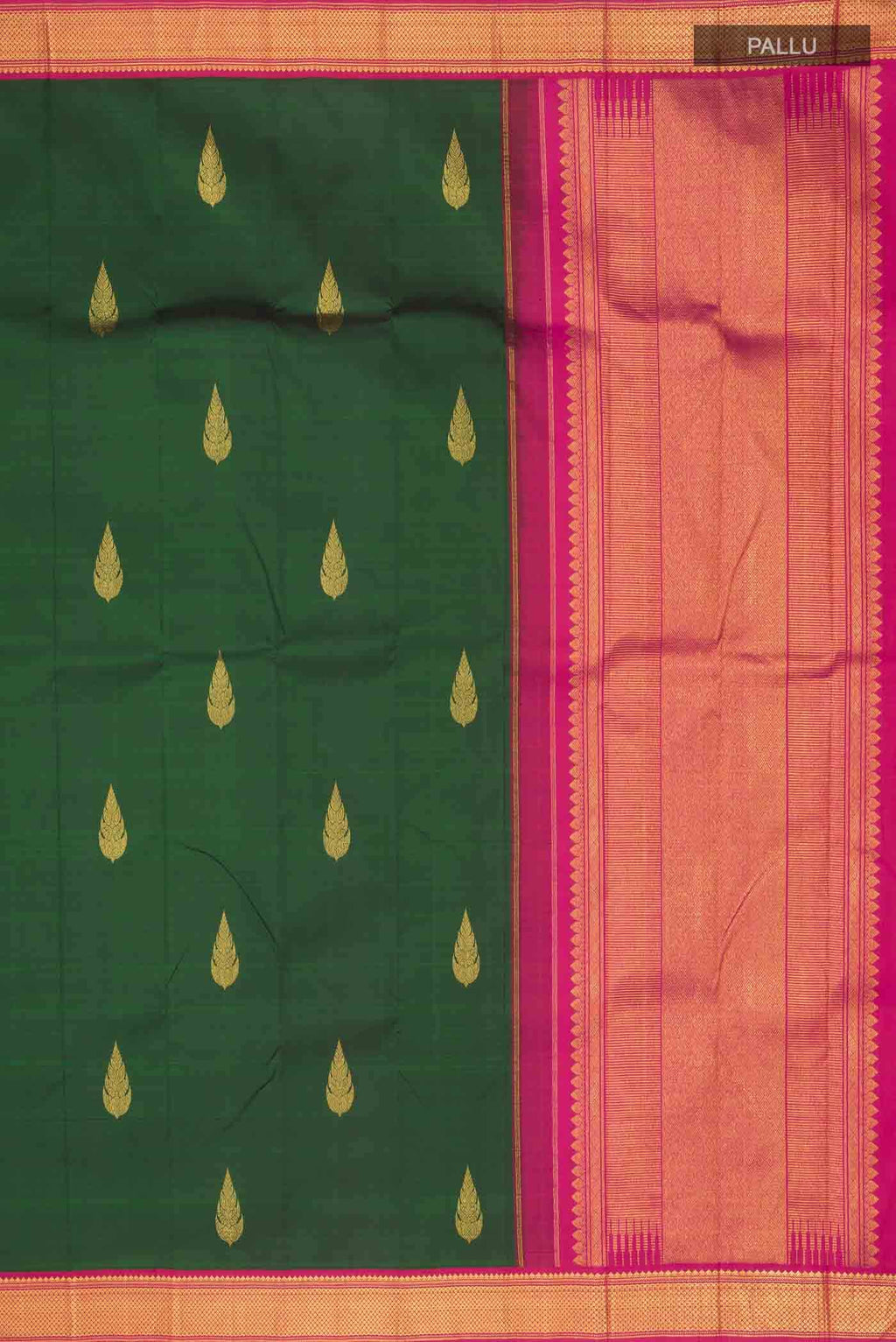 Bottle Green Kanchipuram Silk Saree