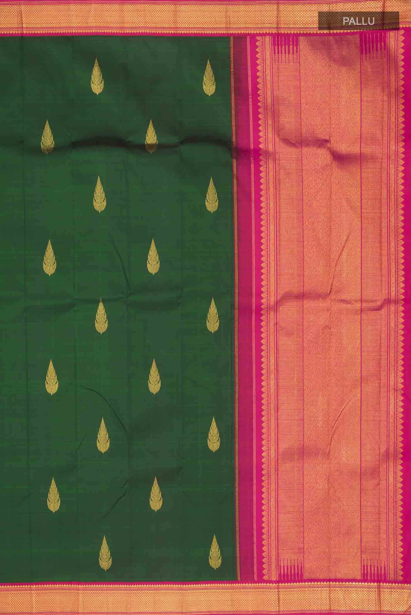 Bottle Green Kanchipuram Silk Saree