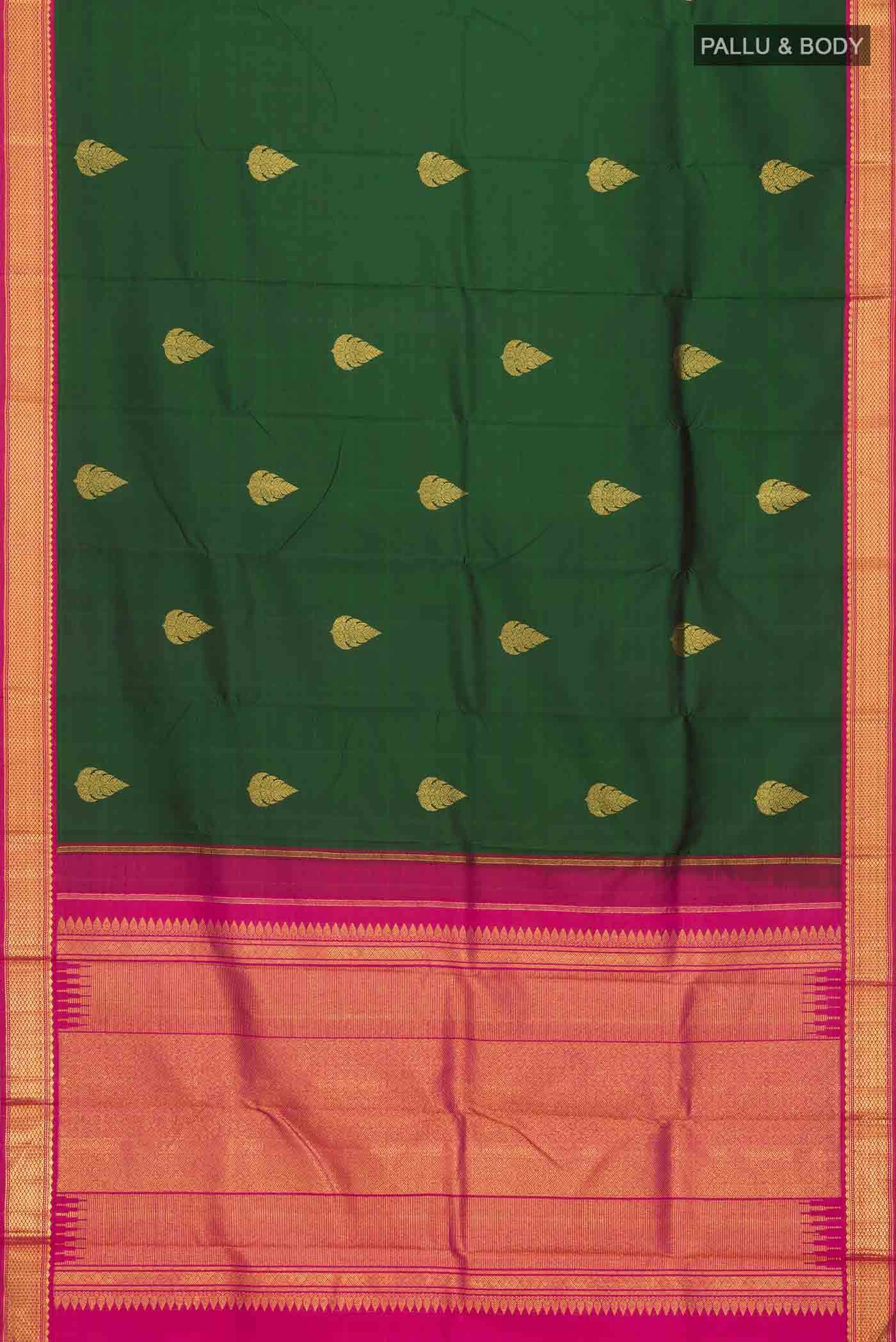 Bottle Green Kanchipuram Silk Saree