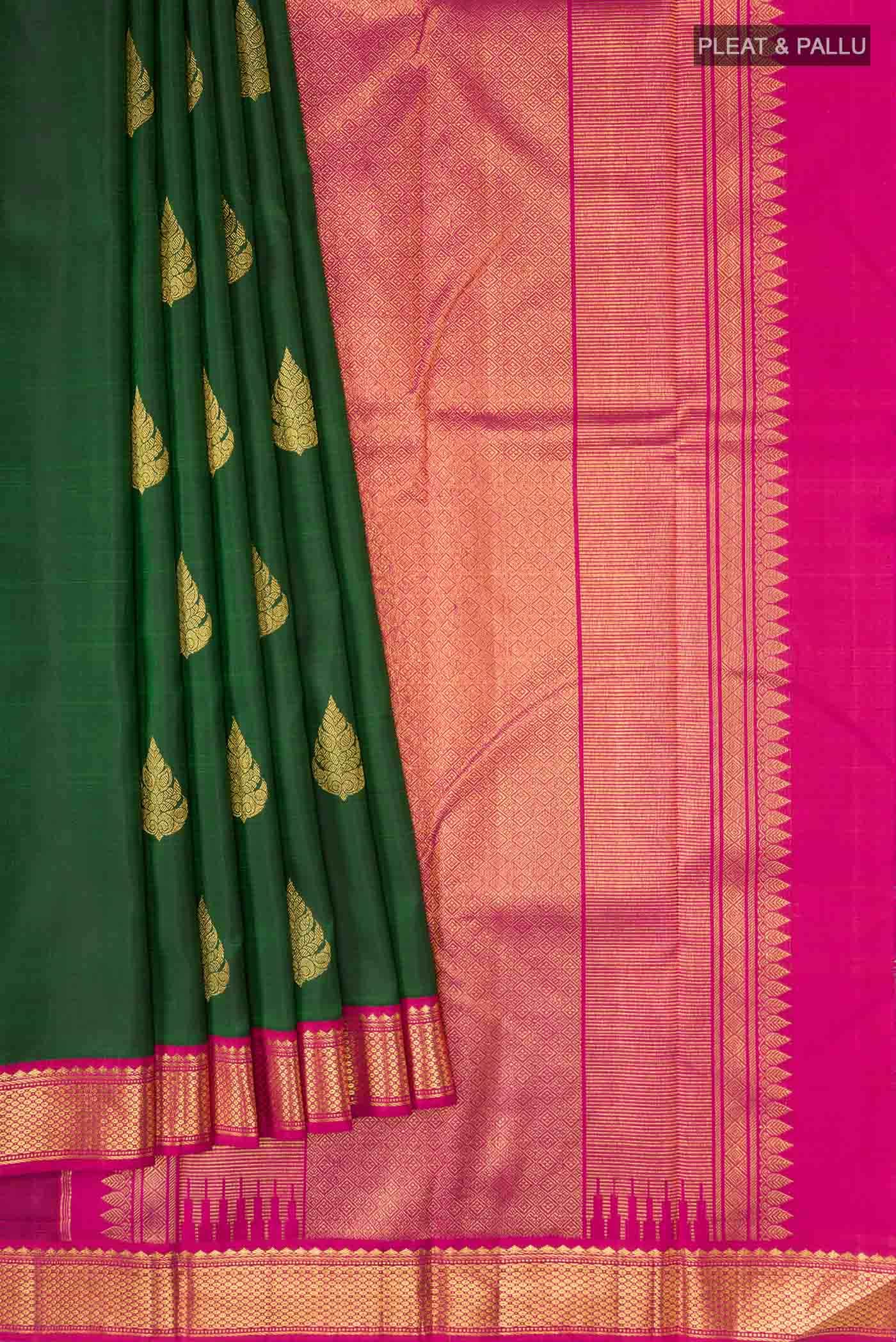 Bottle Green Kanchipuram Silk Saree